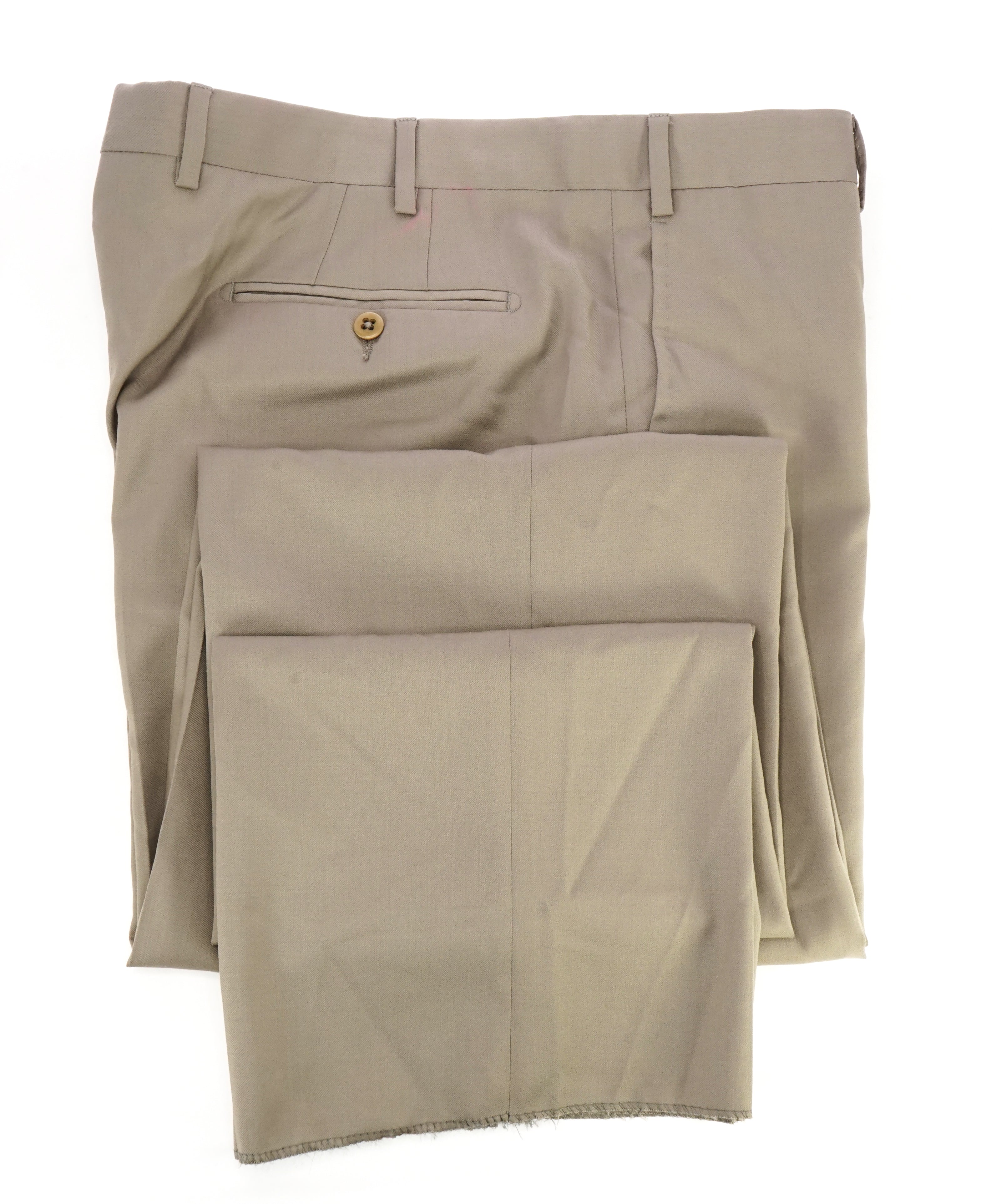 ZANELLA - “TODD” Solid Taupe Beige Wool Flat Front Pants - 38W