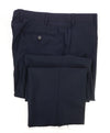 ZANELLA - “DEVON” Solid Navy Blue Wool Flat Front Pants - 38W