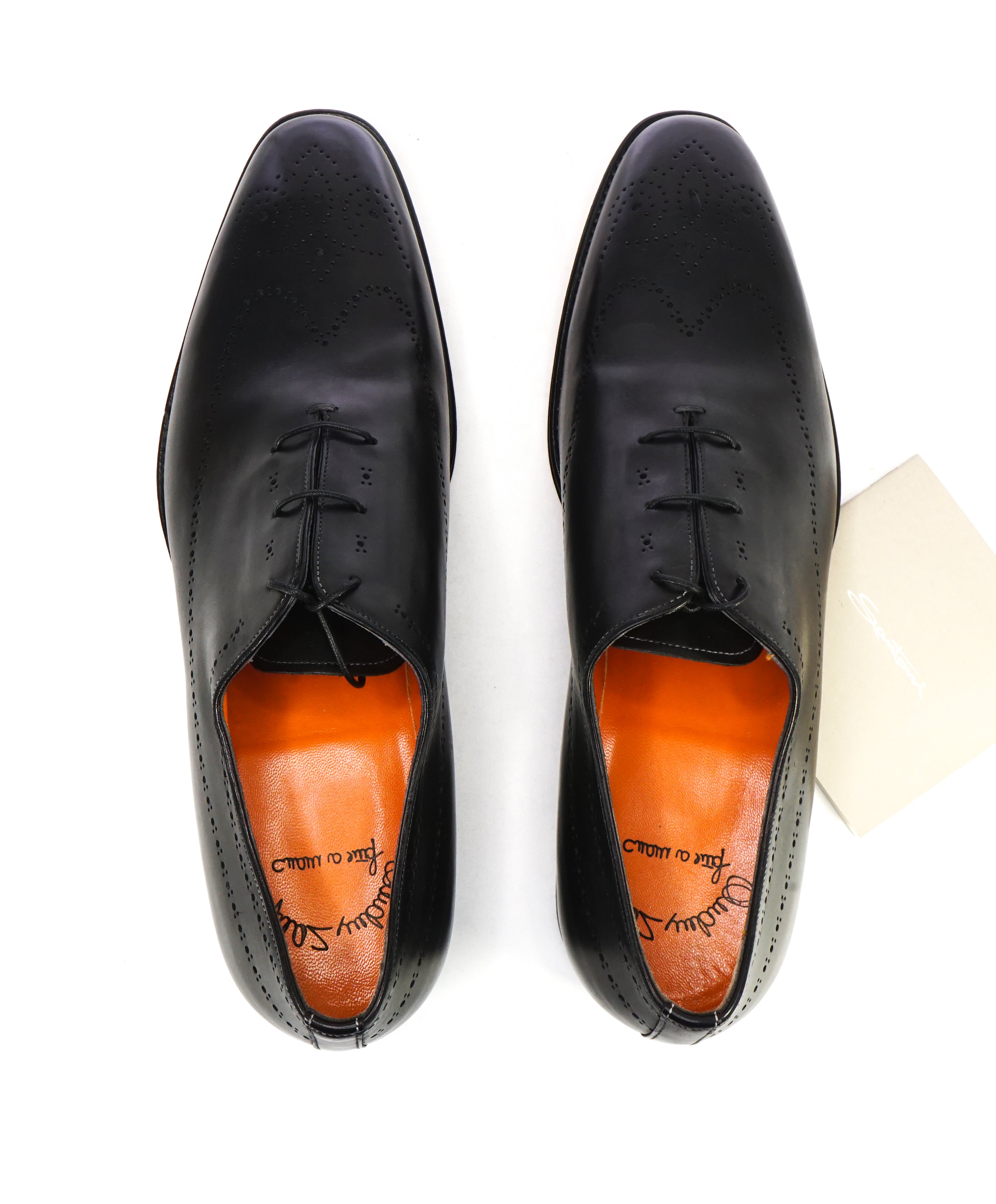 SANTONI - "Calvin" Fatte A Mano Wholecut Black Brogue Oxfords - 11.5US