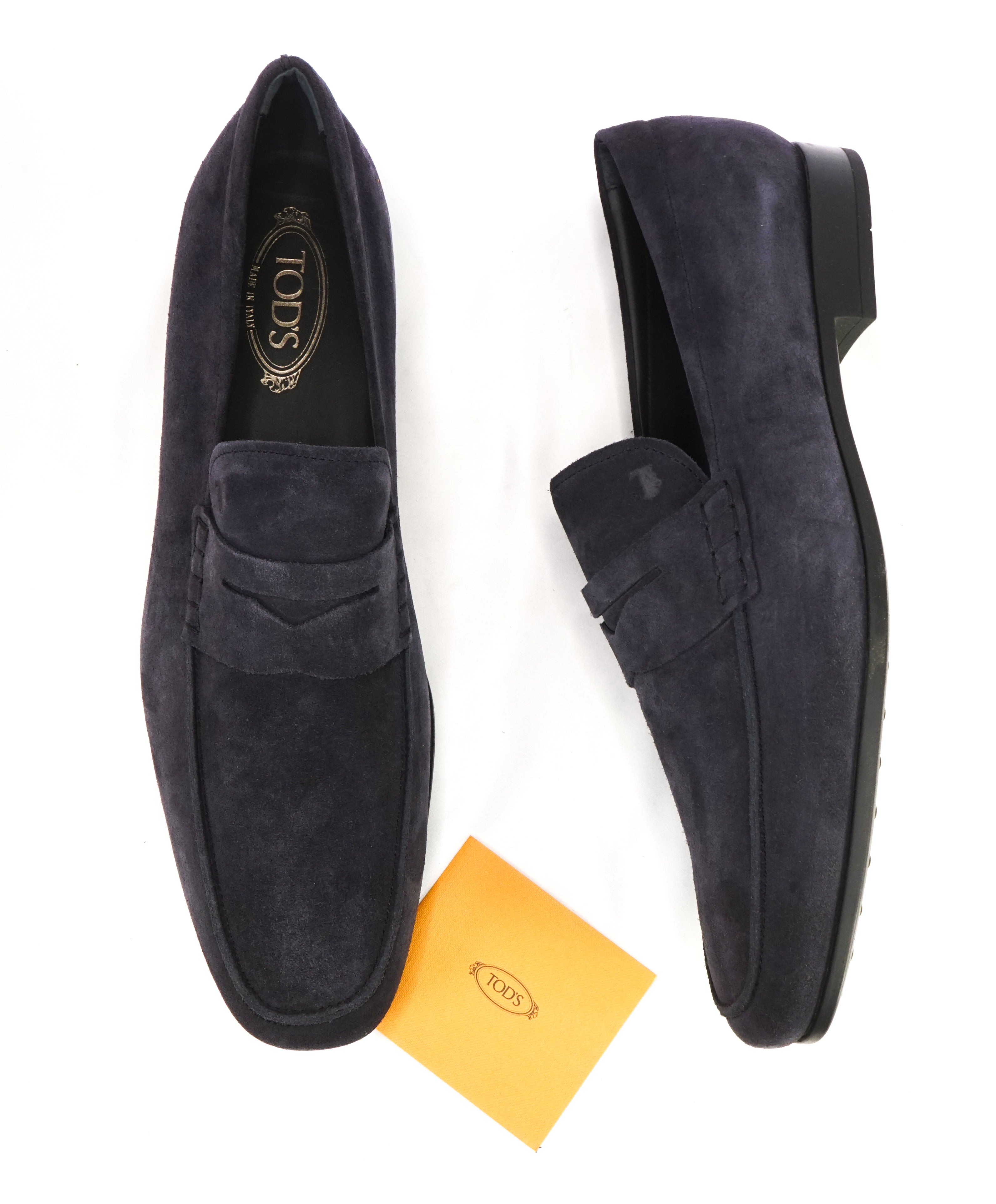 TOD’S - Blue Suede Gomma 85B Mocassino Logo Vamp - 12.5US