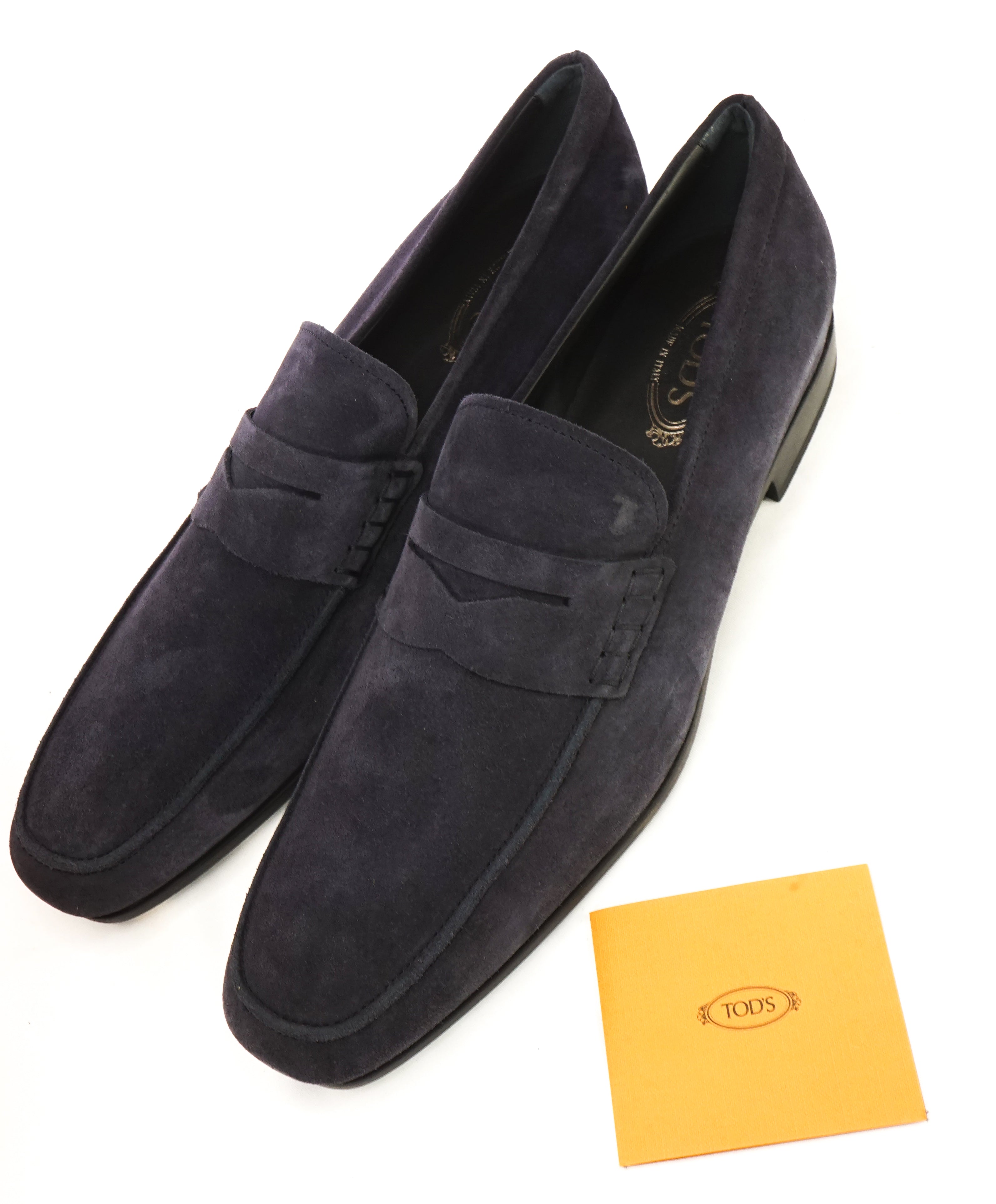 TOD’S - Blue Suede Gomma 85B Mocassino Logo Vamp - 13.5US