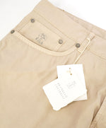 BRUNELLO CUCINELLI -  Brown Logo 5-Pocket Leather Tag Cotton Pants - 36W