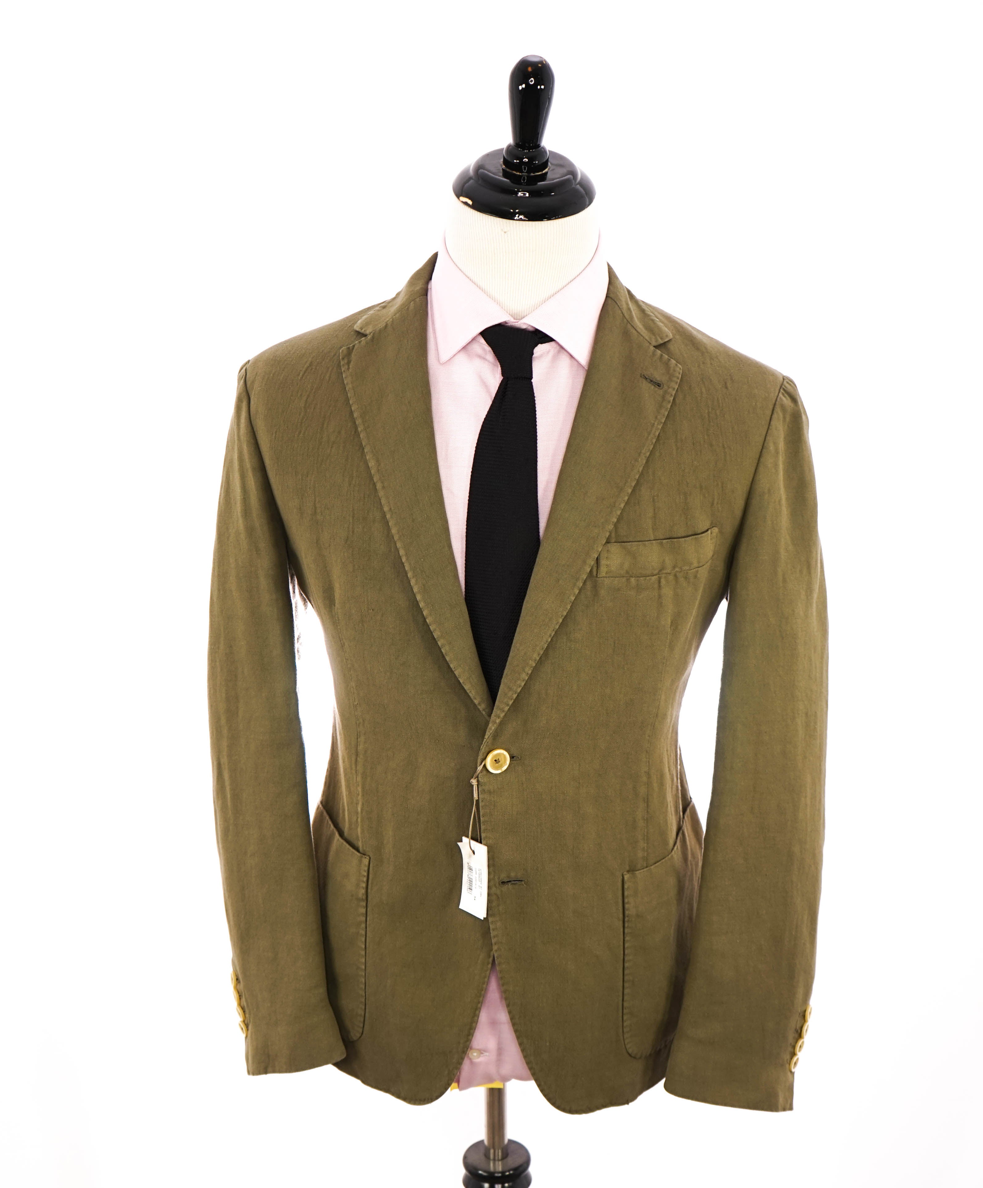 ELEVENTY - Sage Green LINEN Herringbone Semi-Lined Soft Blazer - 44 (54 EU)