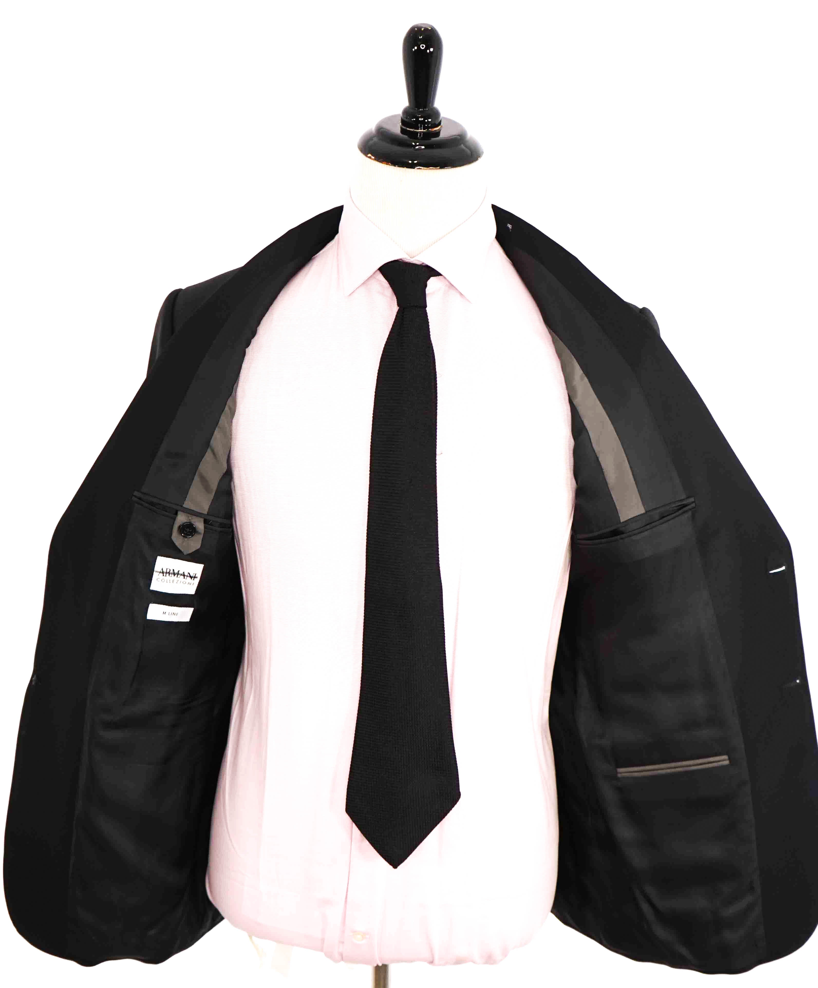 $2,295 ARMANI COLLEZIONI -  "M Line" Shawl Collar Diamond Tuxedo Suit - 44R 39W