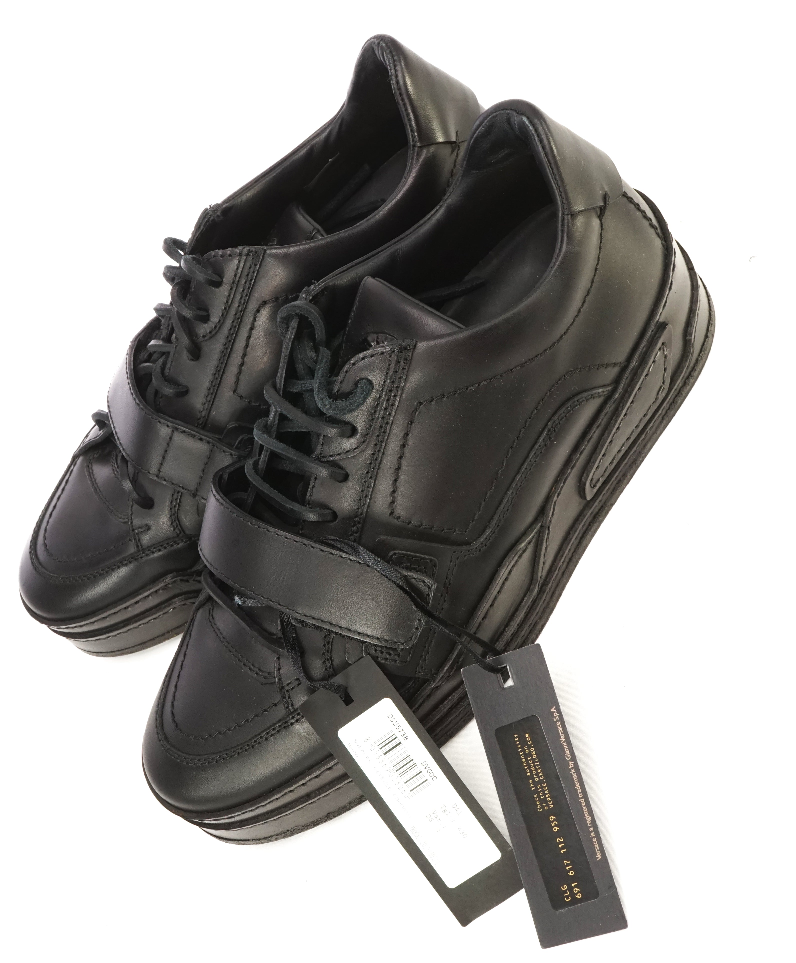 VERSACE COUTURE - Medusa Black on Black Sneaker W Leather Laces - 10US