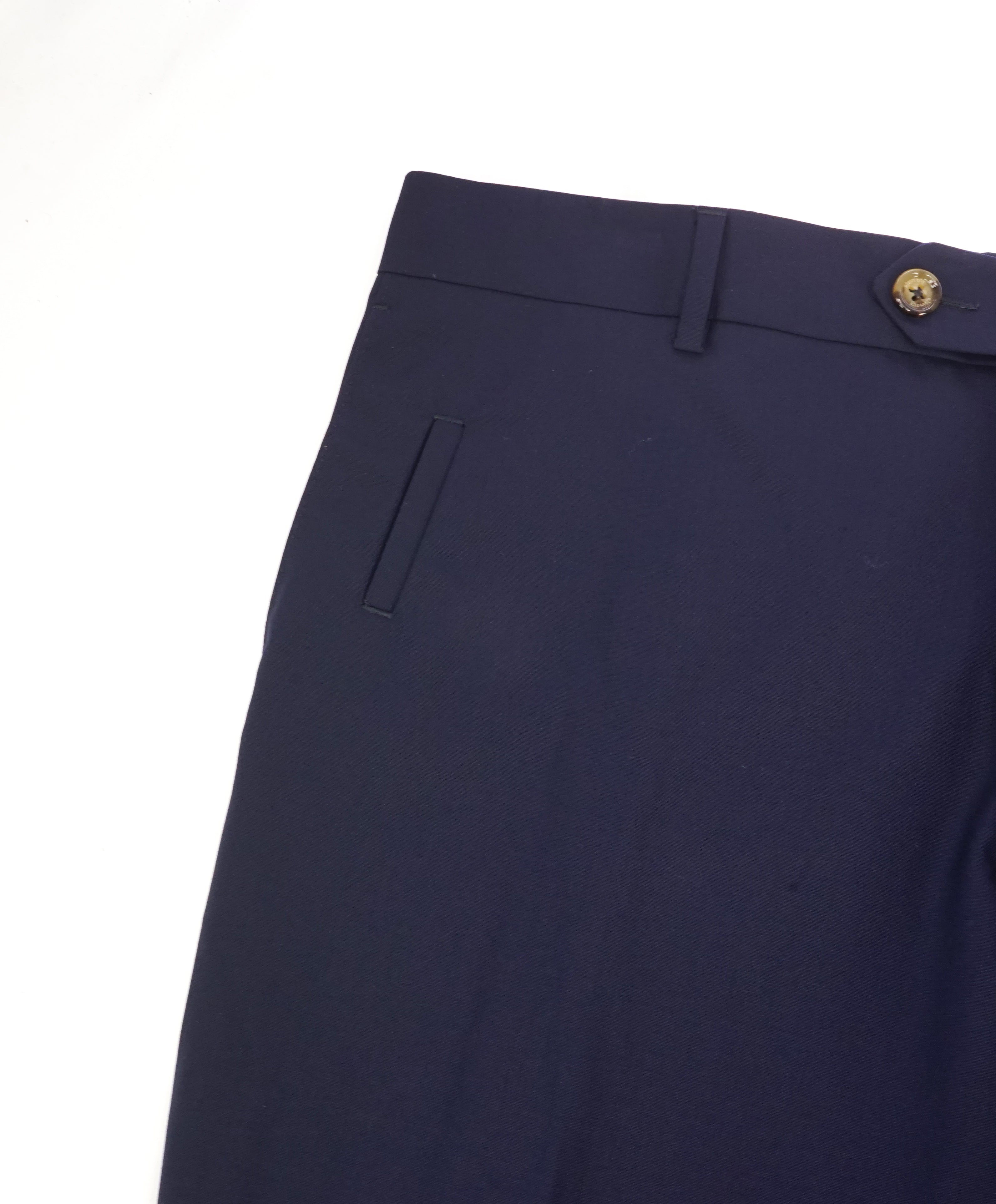 ELEVENTY - Solid Navy With Horn Button Flat Front Dress Pants - 34W