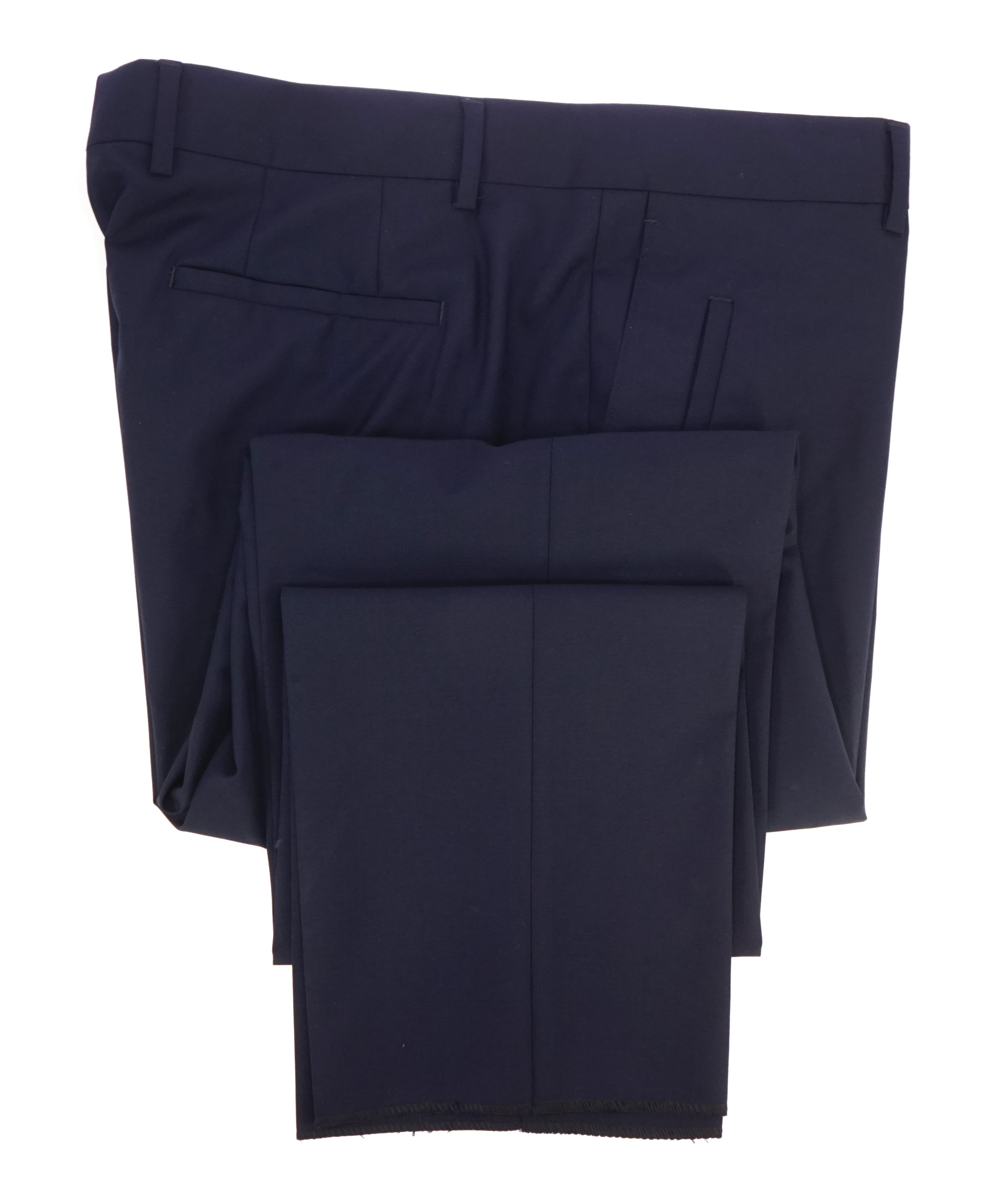 ELEVENTY - Solid Navy With Horn Button Flat Front Dress Pants - 37W