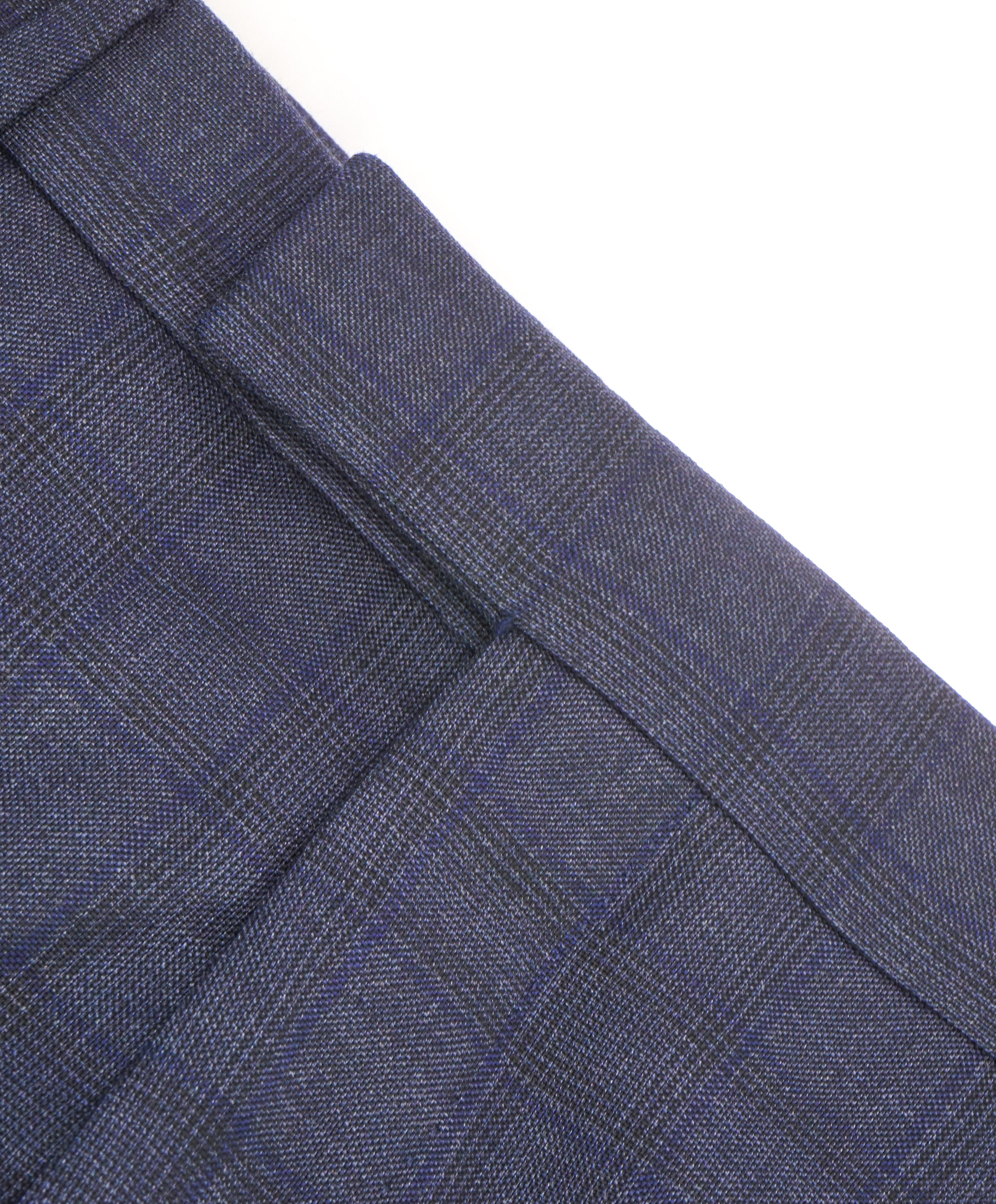 Z ZEGNA - Bold Blue Check Plaid "Slim" Flat Front Dress Pants - 32W