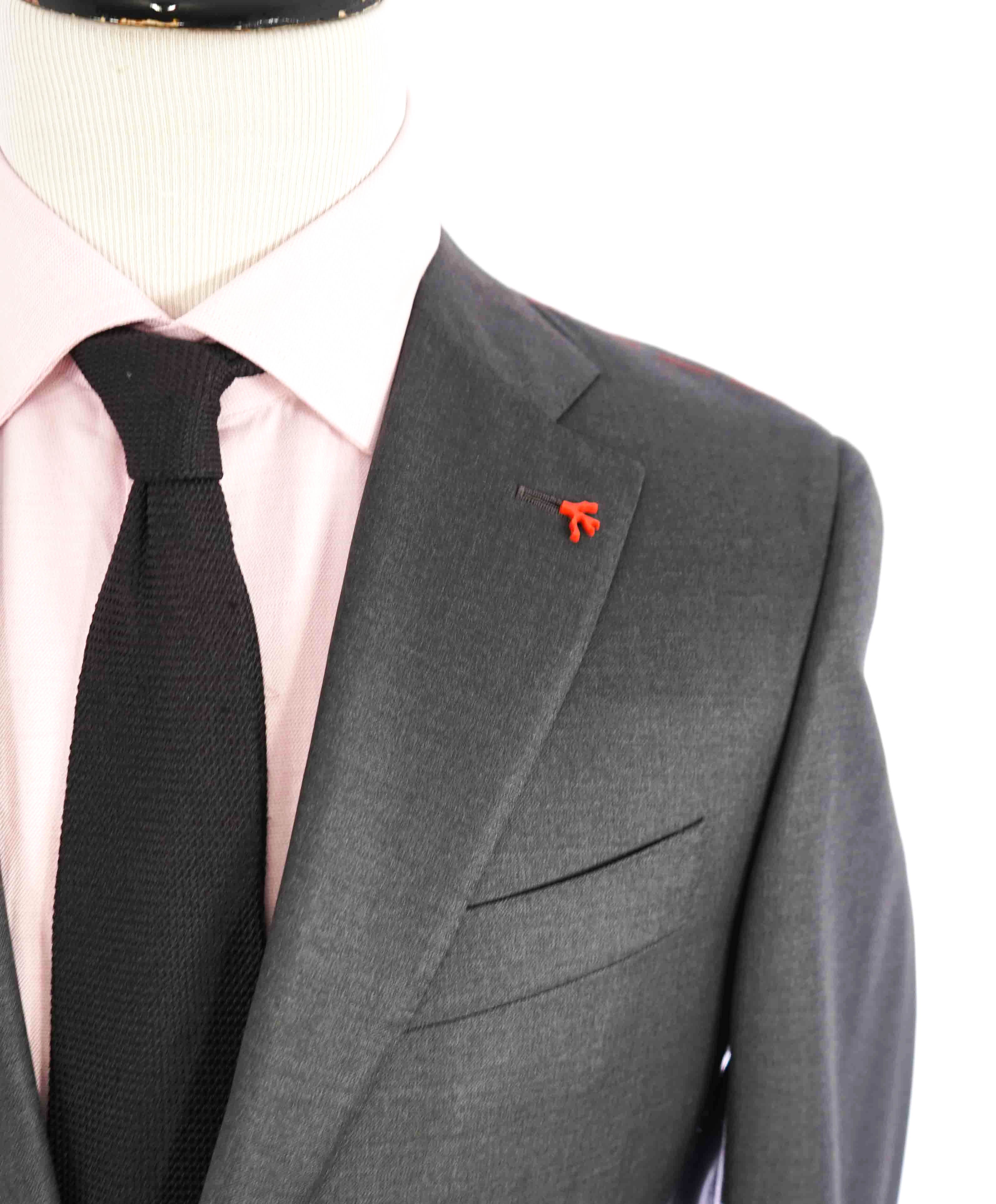 $3,750 ISAIA - Gray "AQUASPIDER" *CLOSET STAPLE* Coral Pin Suit - 46R