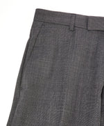 Z ZEGNA - Gray Textured Pindot "Slim" Flat Front Dress Pants - 38W