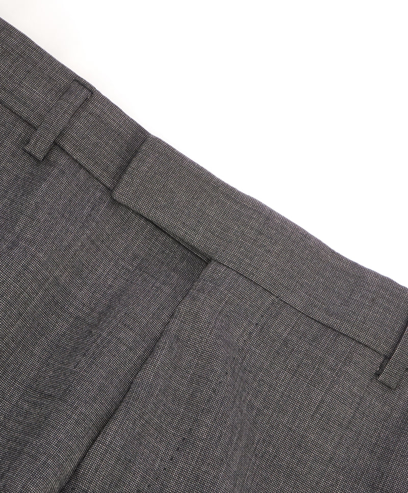 Z ZEGNA - Gray Textured Pindot "Slim" Flat Front Dress Pants - 38W