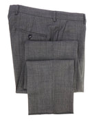 Z ZEGNA - Gray Textured Pindot "Slim" Flat Front Dress Pants - 38W