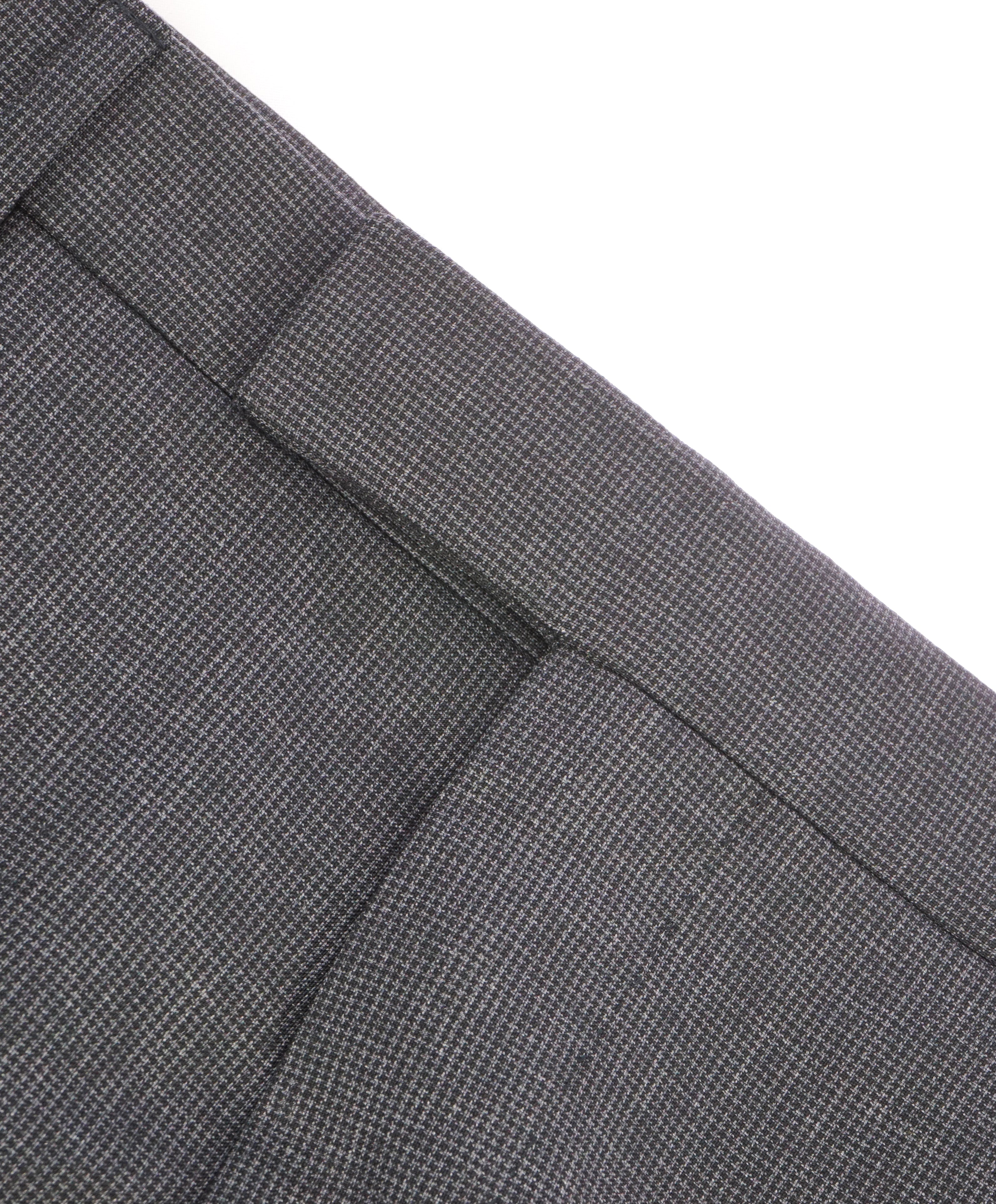 Z ZEGNA - Gray Houndstooth "Slim" Flat Front Dress Pants - 34W