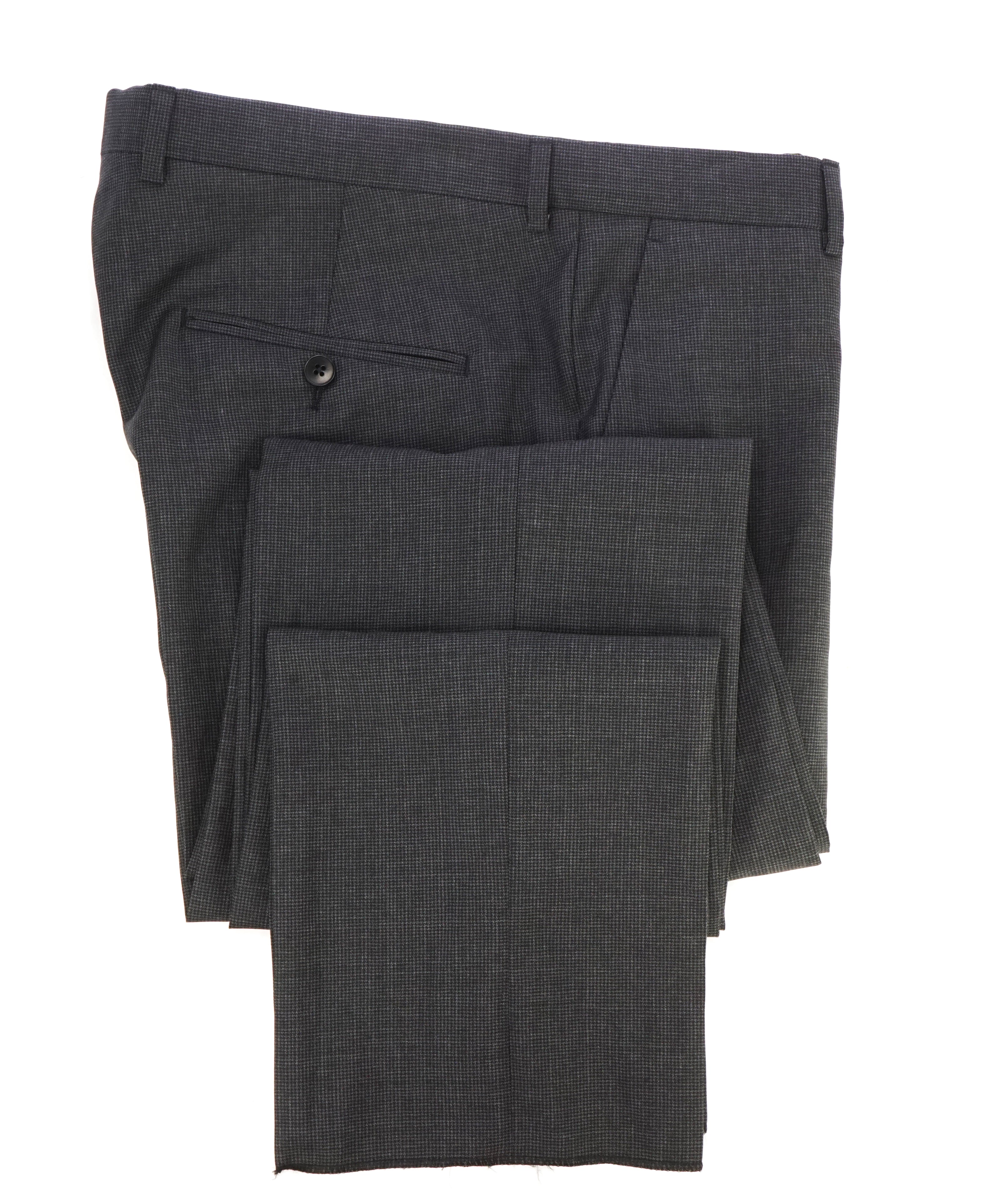 Z ZEGNA - Gray Houndstooth "Slim" Flat Front Dress Pants - 32W