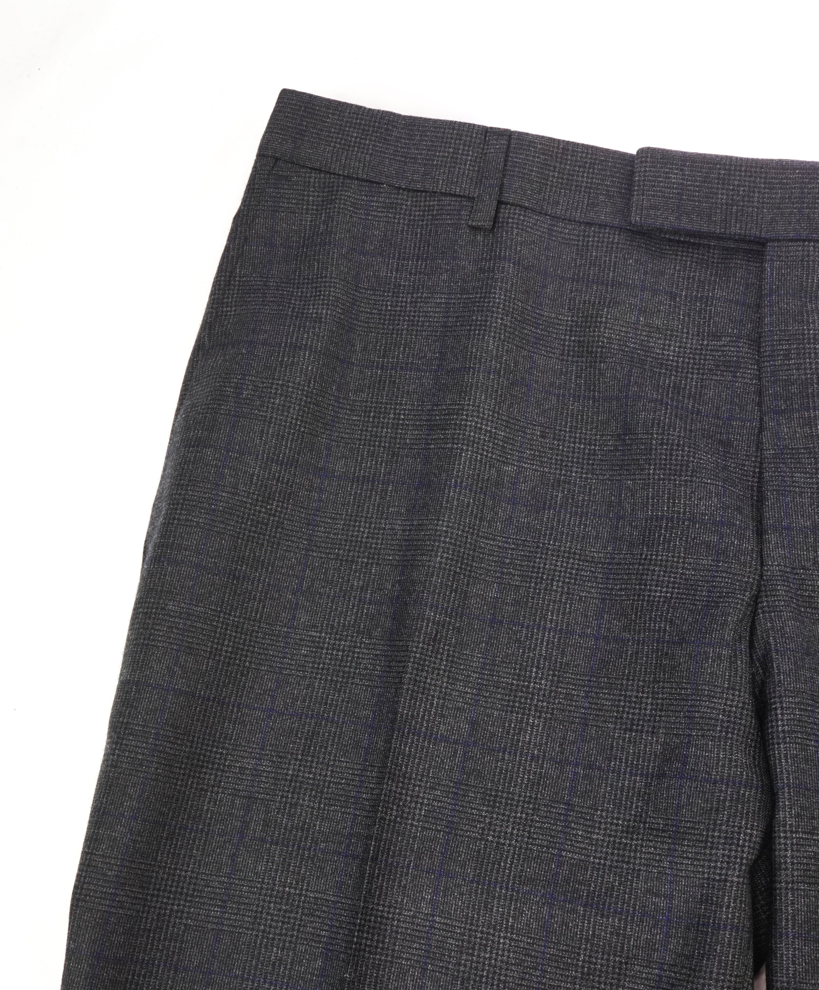 Z ZEGNA - Blue & Gray Prince of Wales Check Flannel Flat Front Dress Pants - 33W