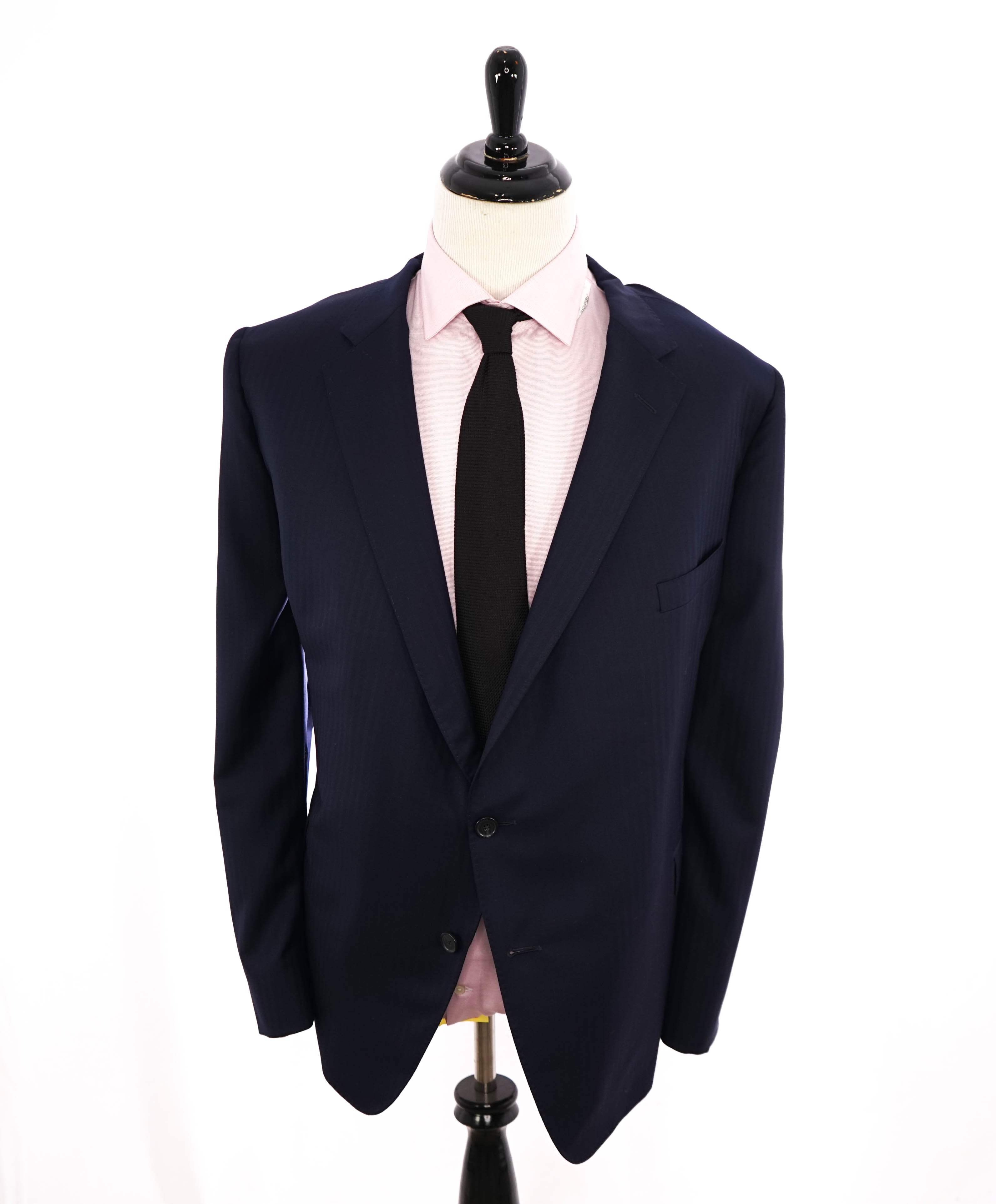 SAMUELSOHN - Blue Herringbone Super 110’s Pure Wool Suit - 53R