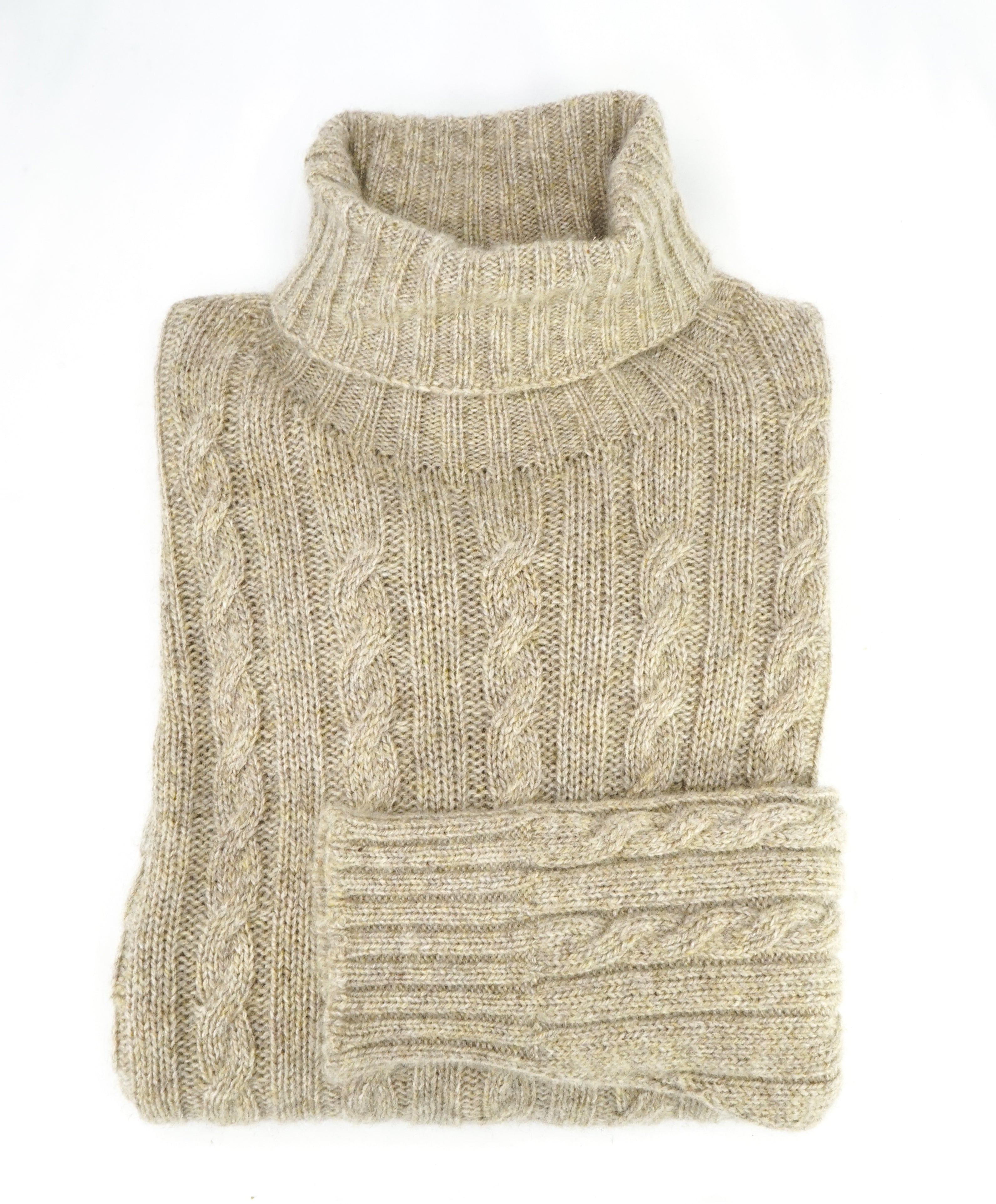 ISAIA - PURE CASHMERE Cable Knit Turtleneck Sweater - XL