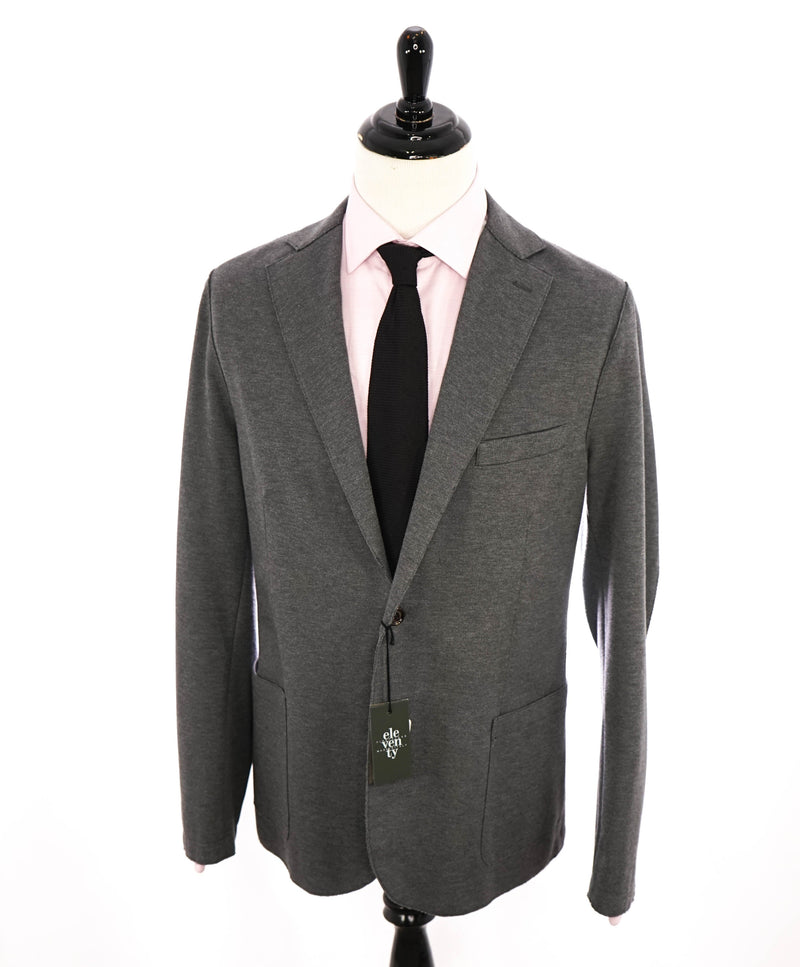 ELEVENTY - Cotton & Suede Gray Woven Unstructured Soft Jacket Blazer - 46 (56EU)