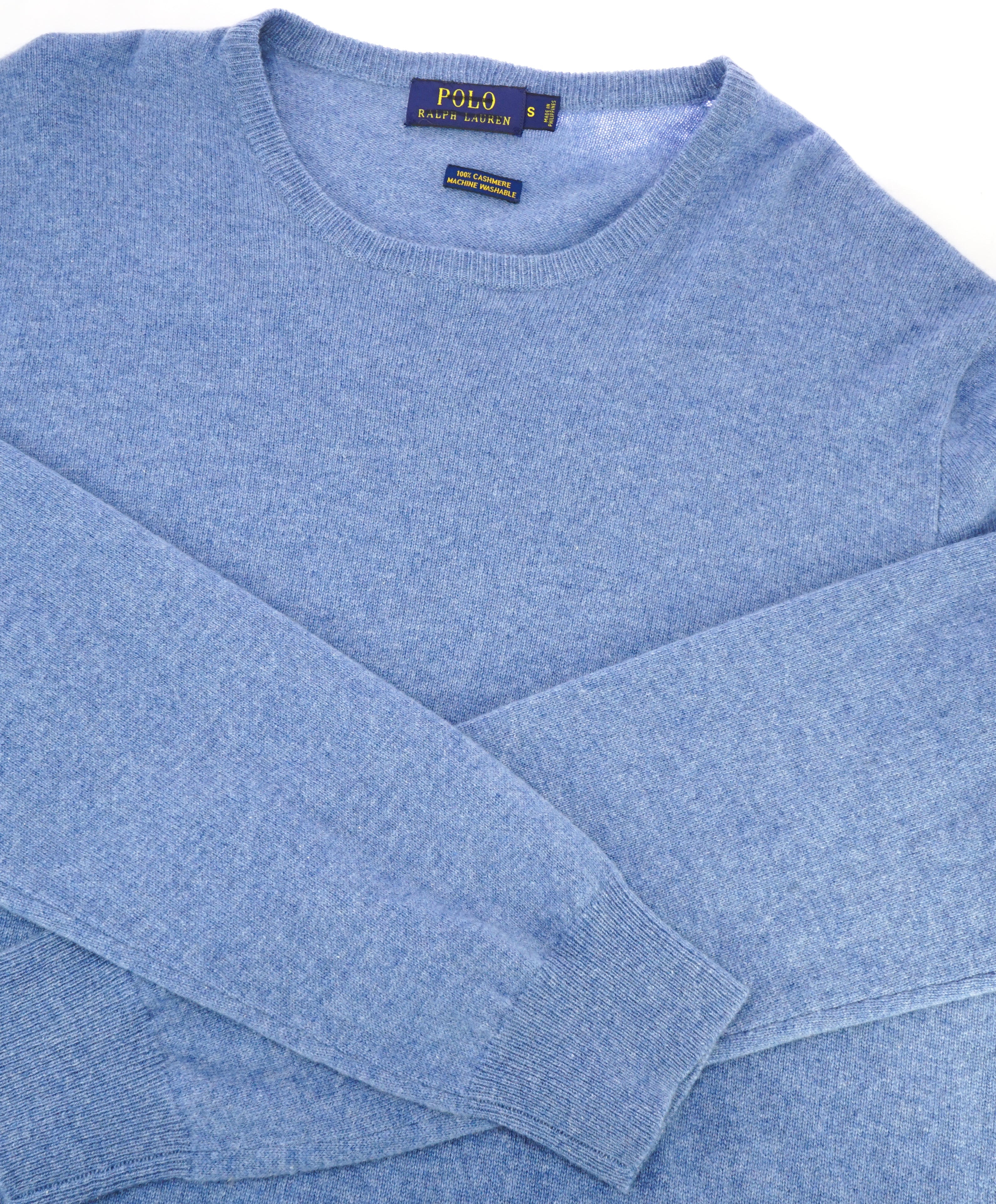 RALPH LAUREN - PURE CASHMERE Powder Blue Crewneck Sweater - S