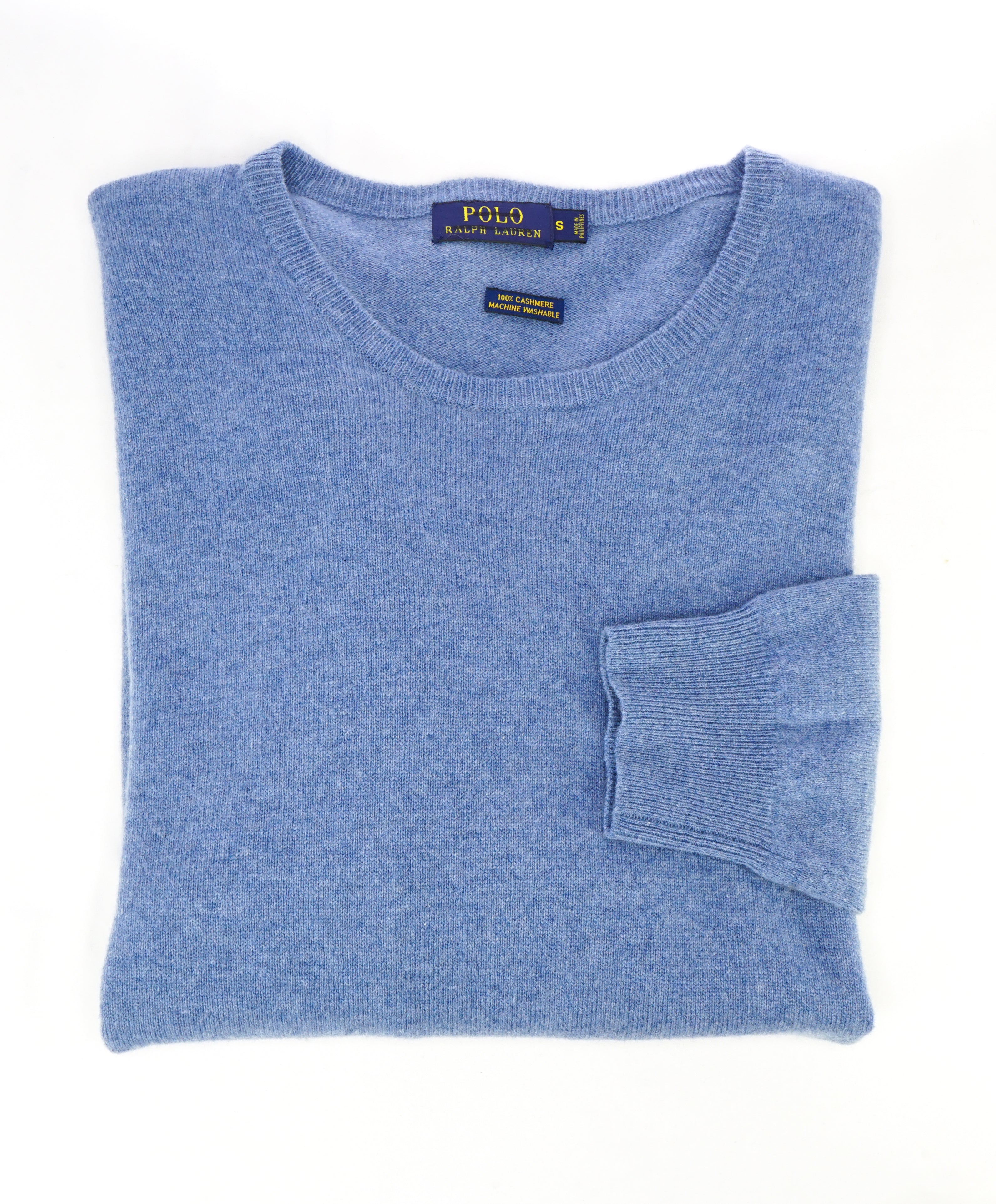 RALPH LAUREN - PURE CASHMERE Powder Blue Crewneck Sweater - S