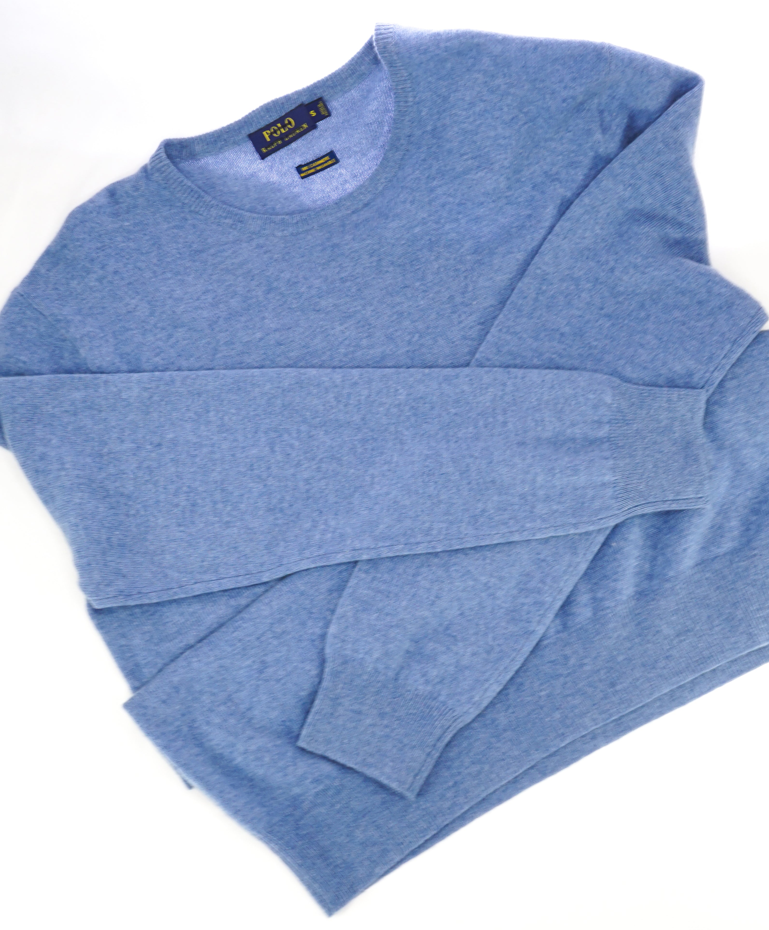 RALPH LAUREN - PURE CASHMERE Powder Blue Crewneck Sweater - S