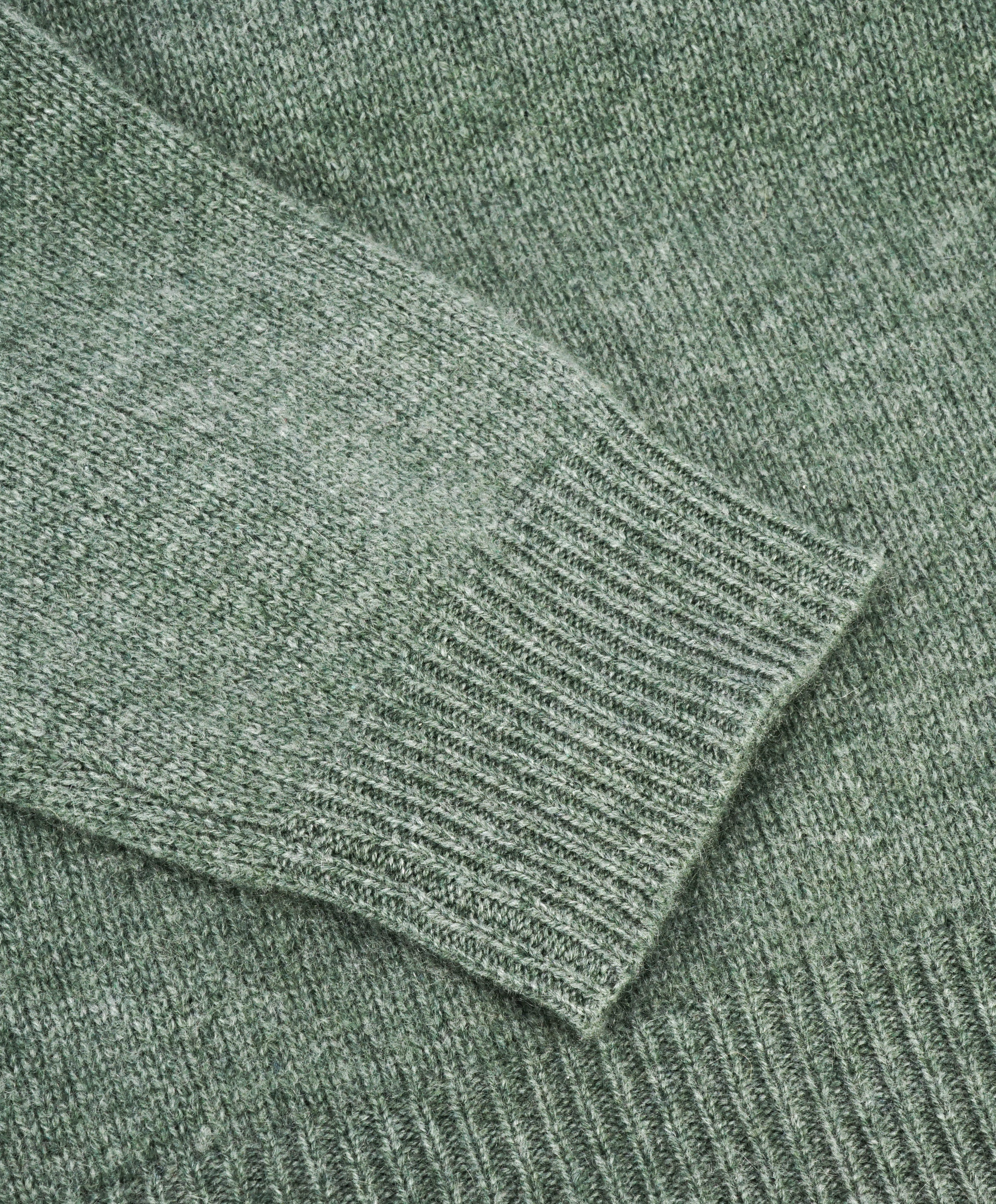 RALPH LAUREN - PURE CASHMERE Green Slub Collar Crewneck Sweater - M