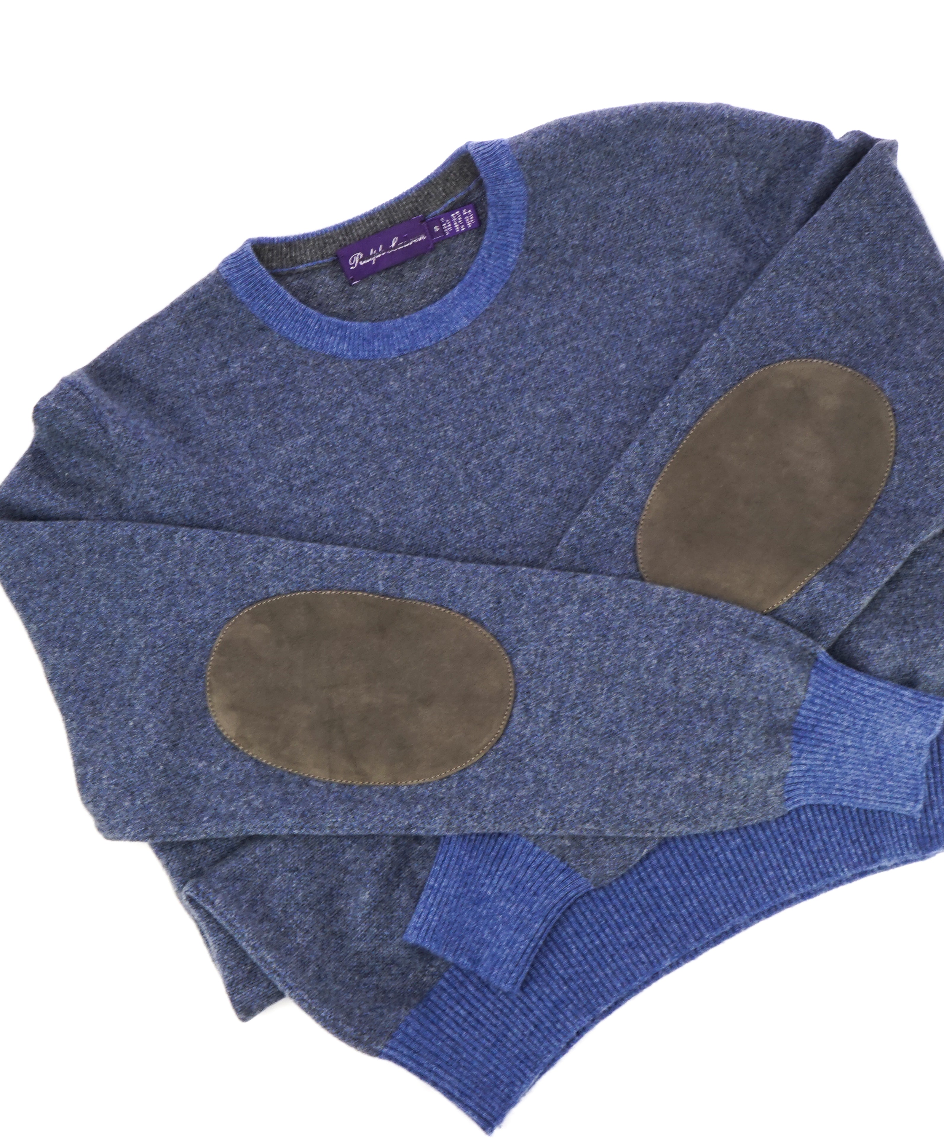 RALPH LAUREN PURPLE LABEL - PURE CASHMERE & SUEDE Crewneck Sweater - S