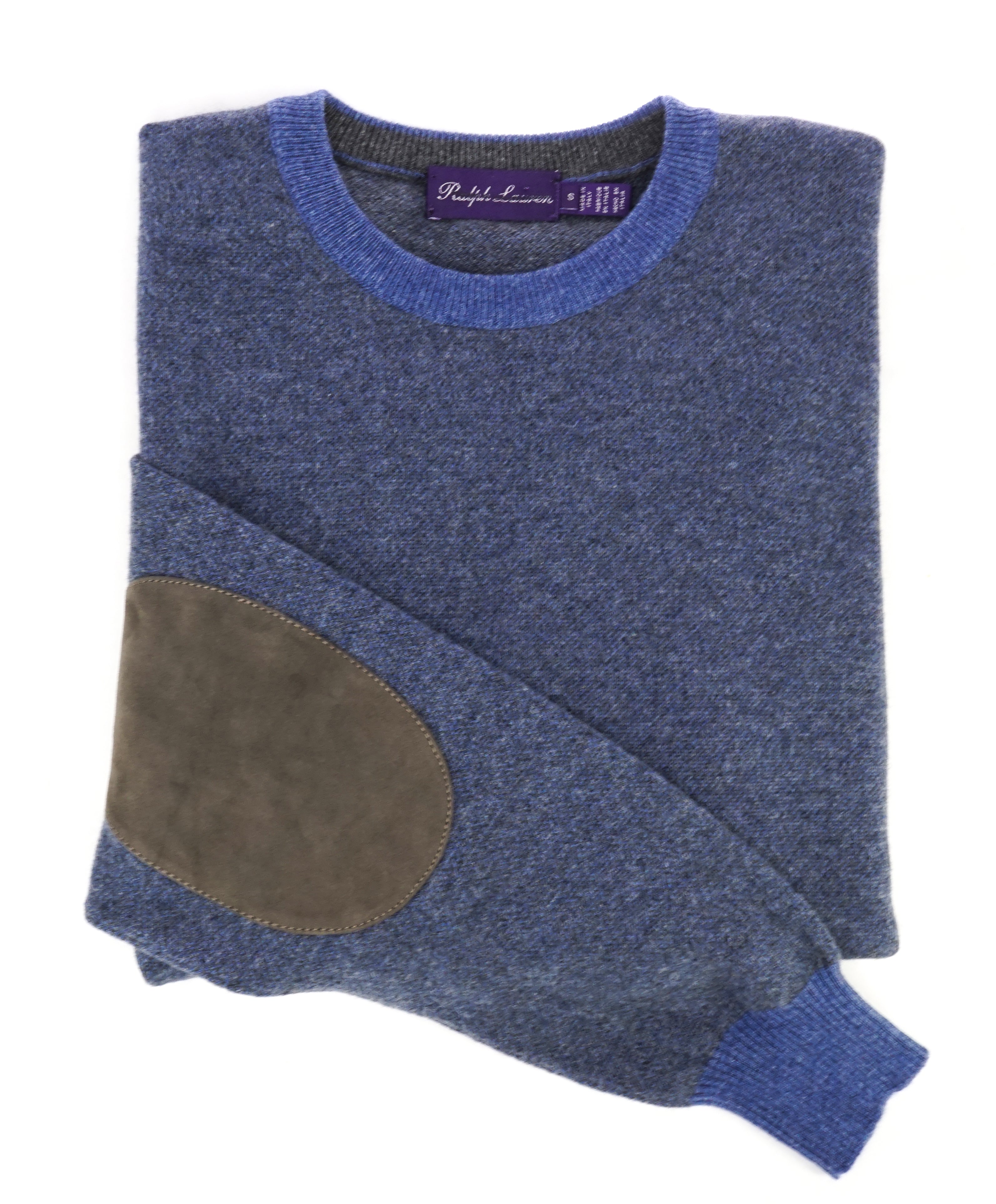 RALPH LAUREN PURPLE LABEL - PURE CASHMERE & SUEDE Crewneck Sweater - S