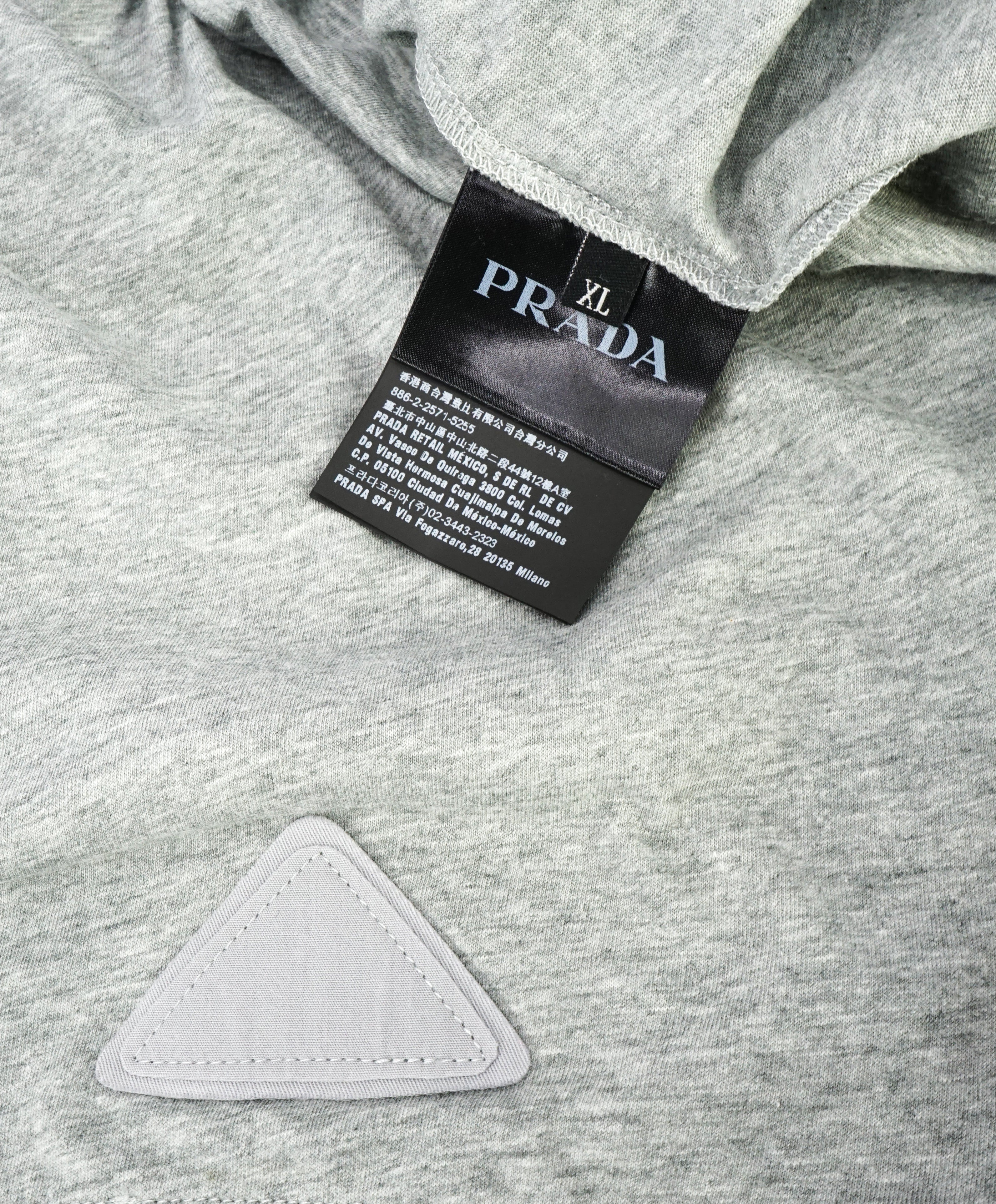 PRADA - Heather Gray Crewneck With Logo Patch - XL