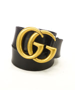 GUCCI - Leather Belt With Double Gold G Distressed Buckle - 32W (80CM)