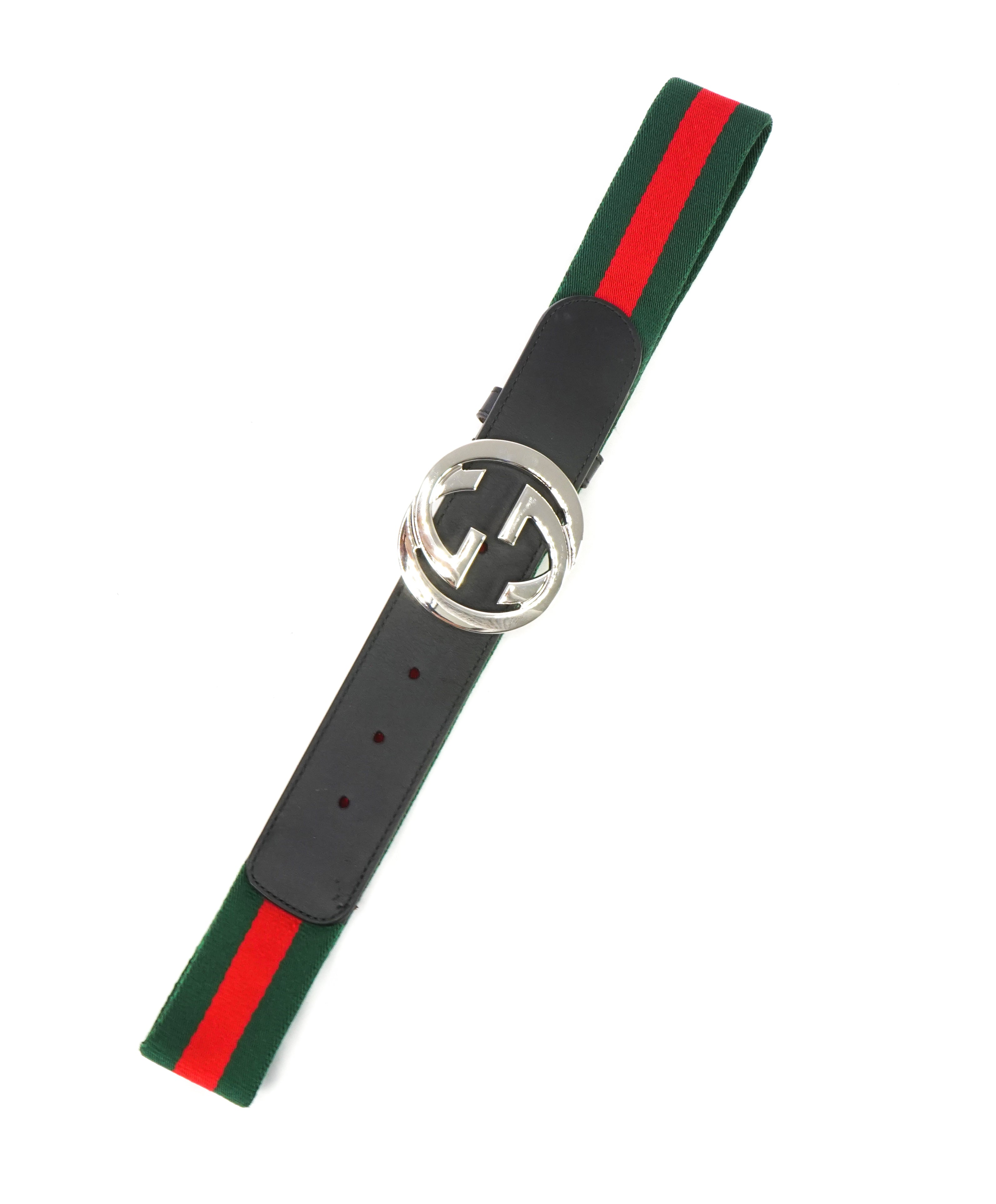 GUCCI - Interlocking GG Belt Leather & Red/Green Web - 32W (80CM)