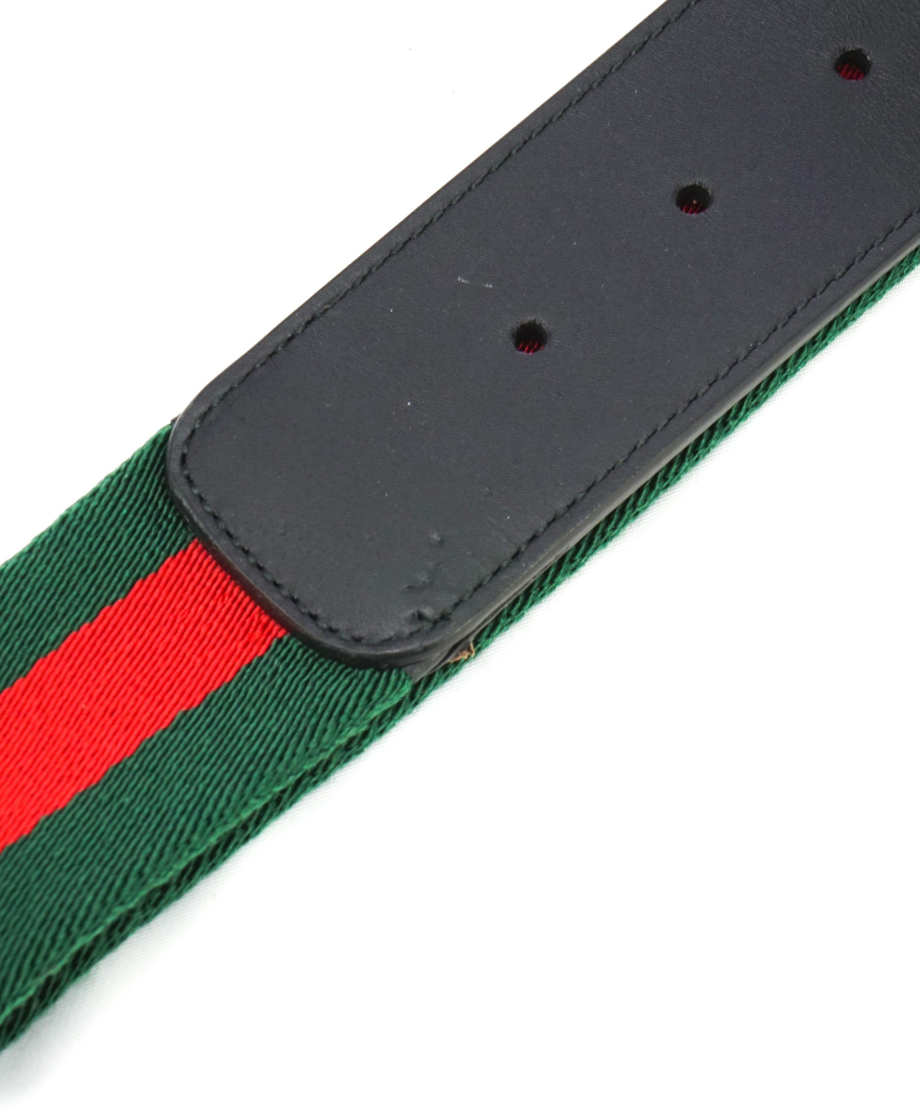 GUCCI - Interlocking GG Belt Leather & Red/Green Web - 32W (80CM)