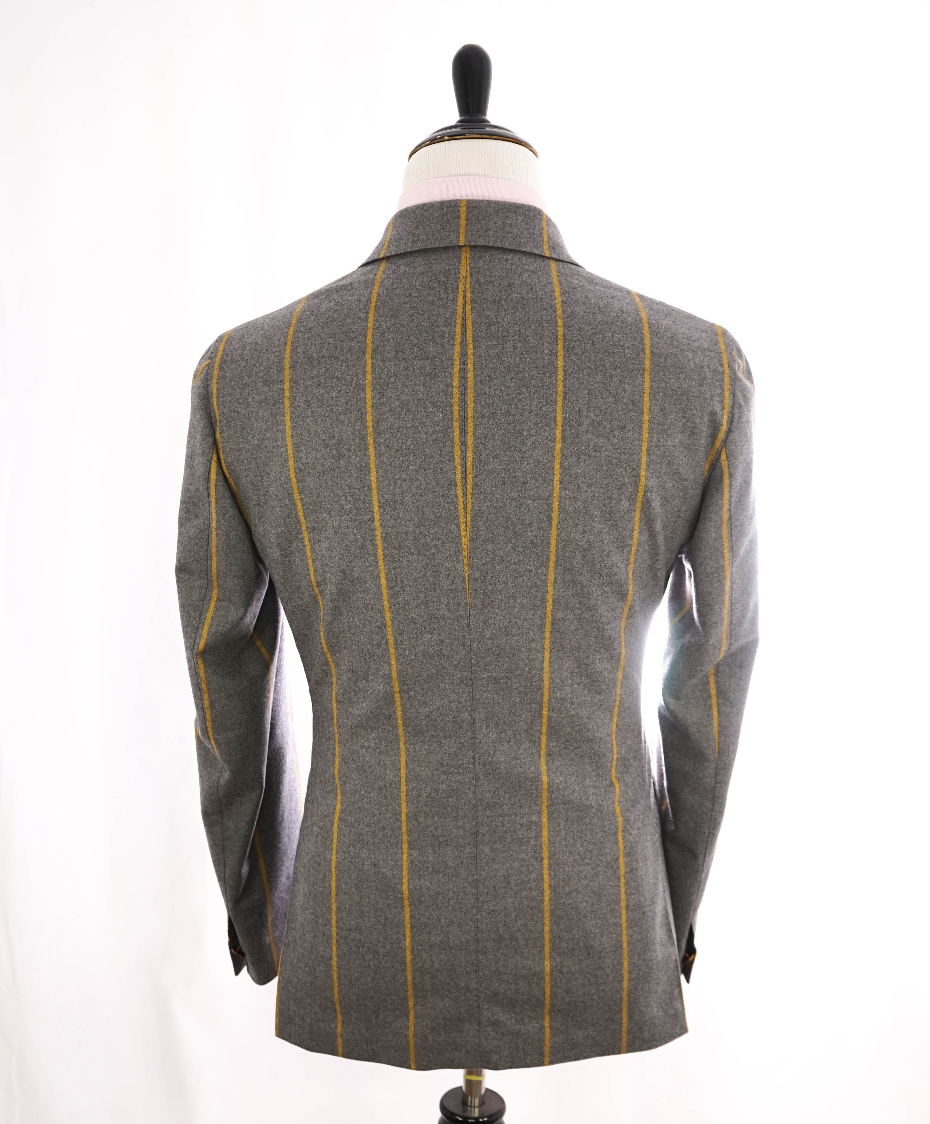 ELEVENTY - Gray/Yellow Bold Stripe Double Breasted Semi-Lined Blazer - 40 (50 EU)