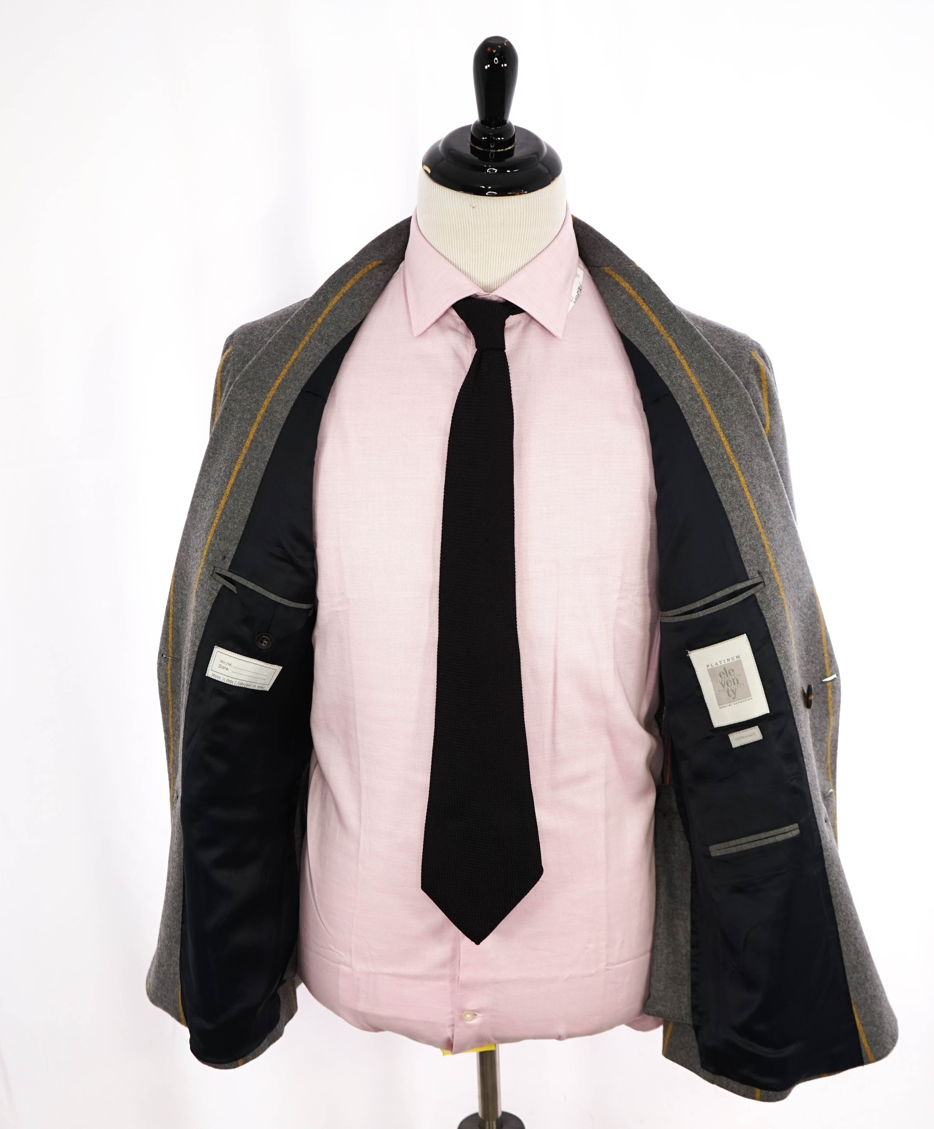 ELEVENTY - Gray/Yellow Bold Stripe Double Breasted Semi-Lined Blazer - 40 (50 EU)