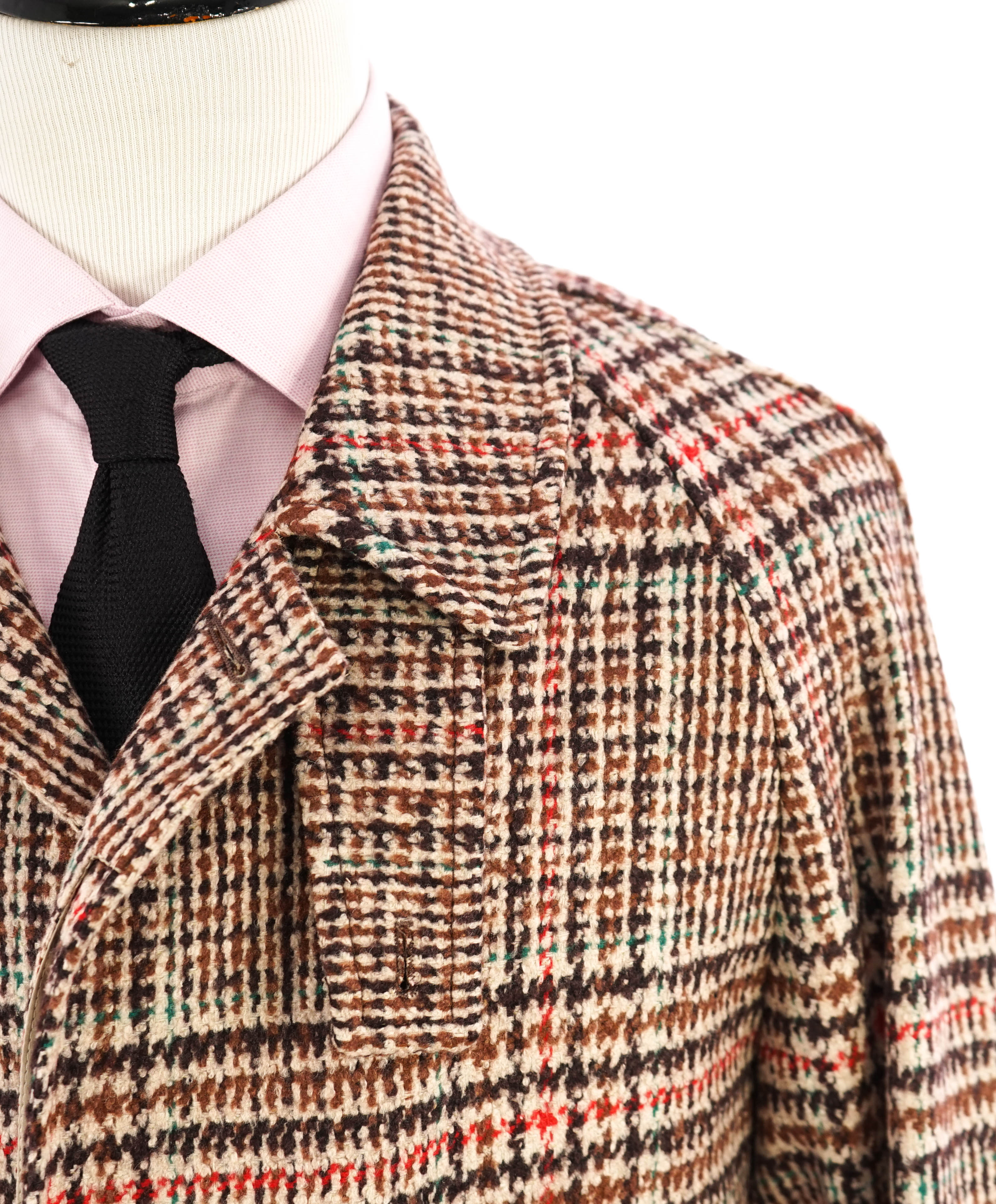 ELEVENTY - Camel Plaid Check Cashmere/Wool/Suede Long Over Coat - 40 (50 EU)