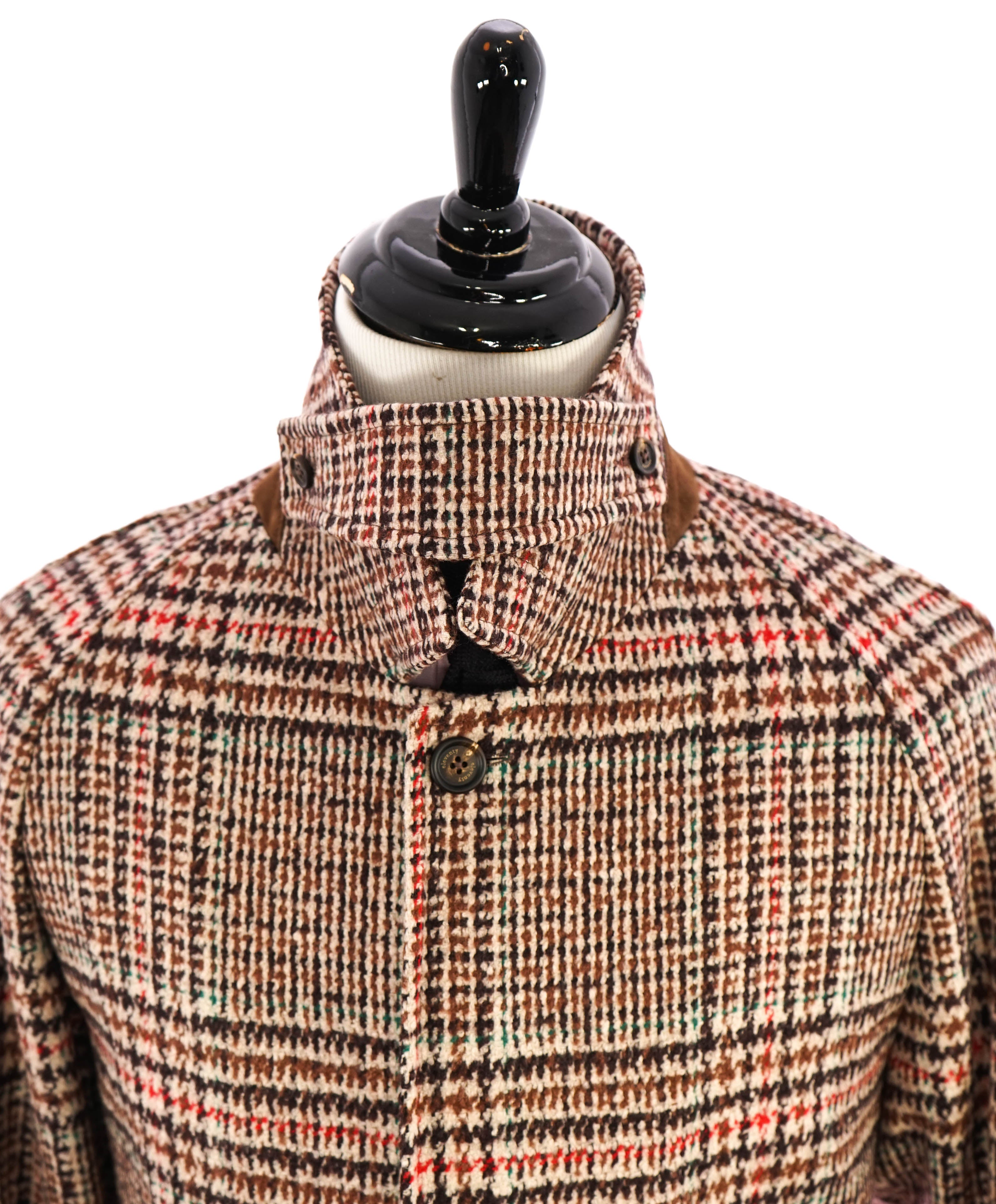 ELEVENTY - Camel Plaid Check Cashmere/Wool/Suede Long Over Coat - 40 (50 EU)