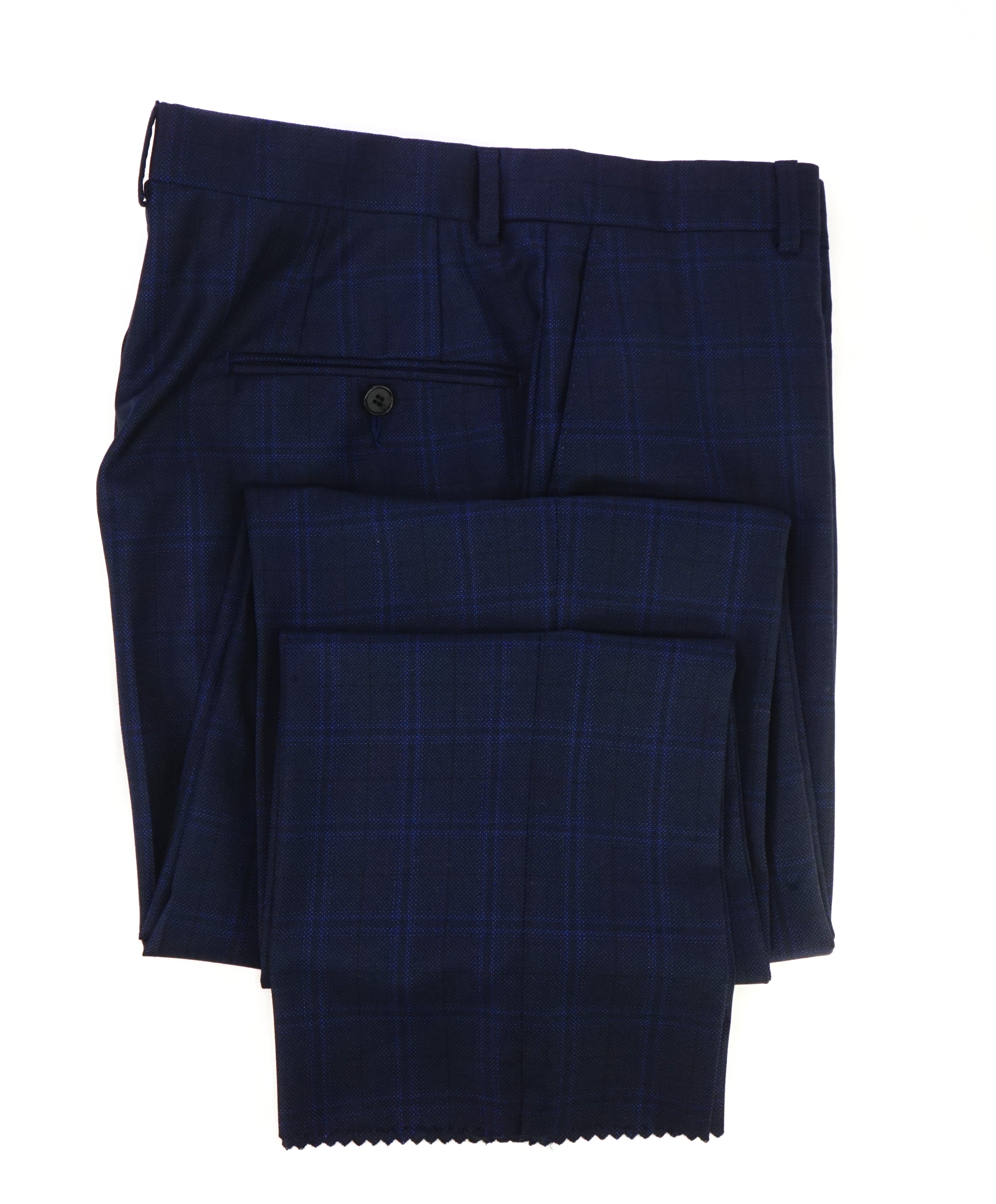 HICKEY FREEMAN - "ERMENEGILDO ZEGNA SILK Blend" Blue Plaid Check Pants - 36W