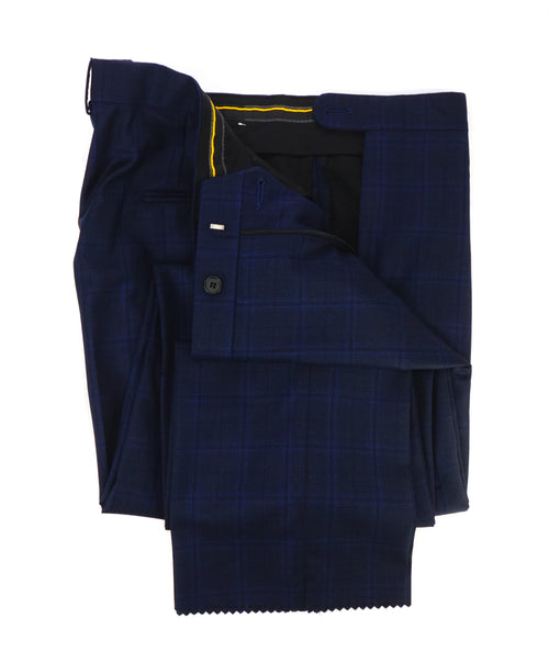 HICKEY FREEMAN - "ERMENEGILDO ZEGNA SILK Blend" Blue Plaid Check Pants - 36W