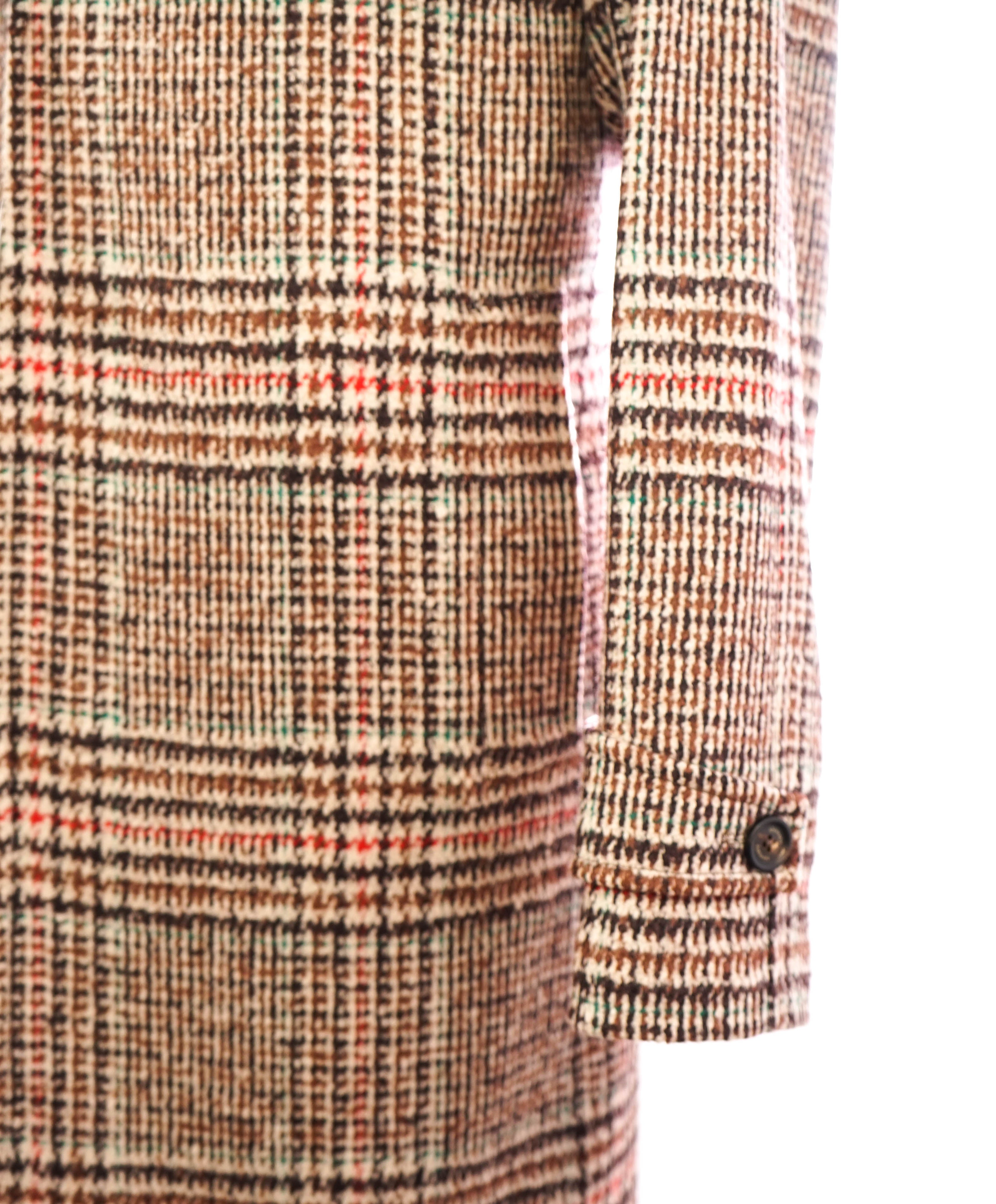 ELEVENTY - Camel Plaid Check Cashmere/Wool/Suede Long Over Coat - 40 (50 EU)