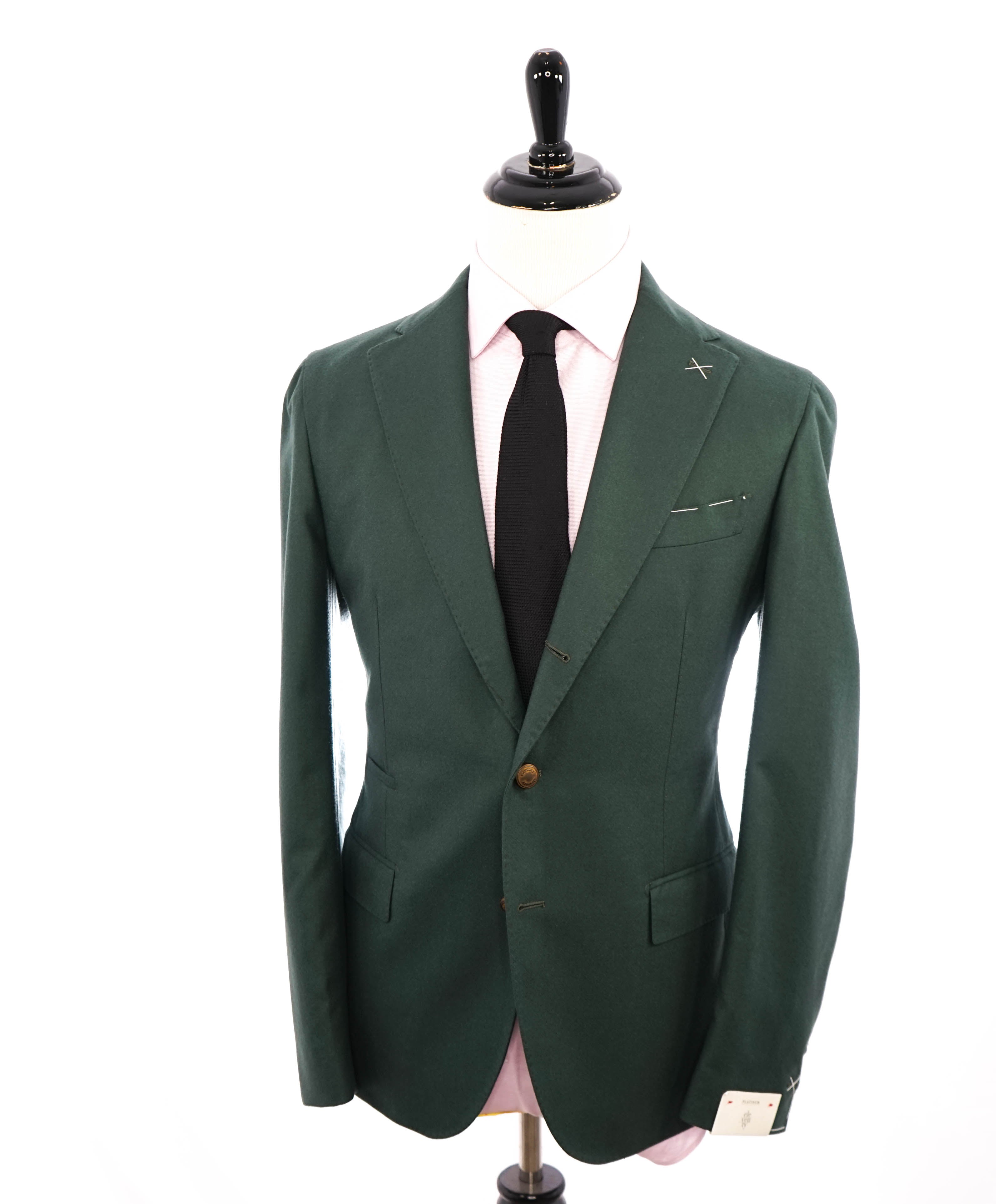 ELEVENTY - Green Flannel Gold Button Semi-Lined Wool Blazer - 40 (50 EU)