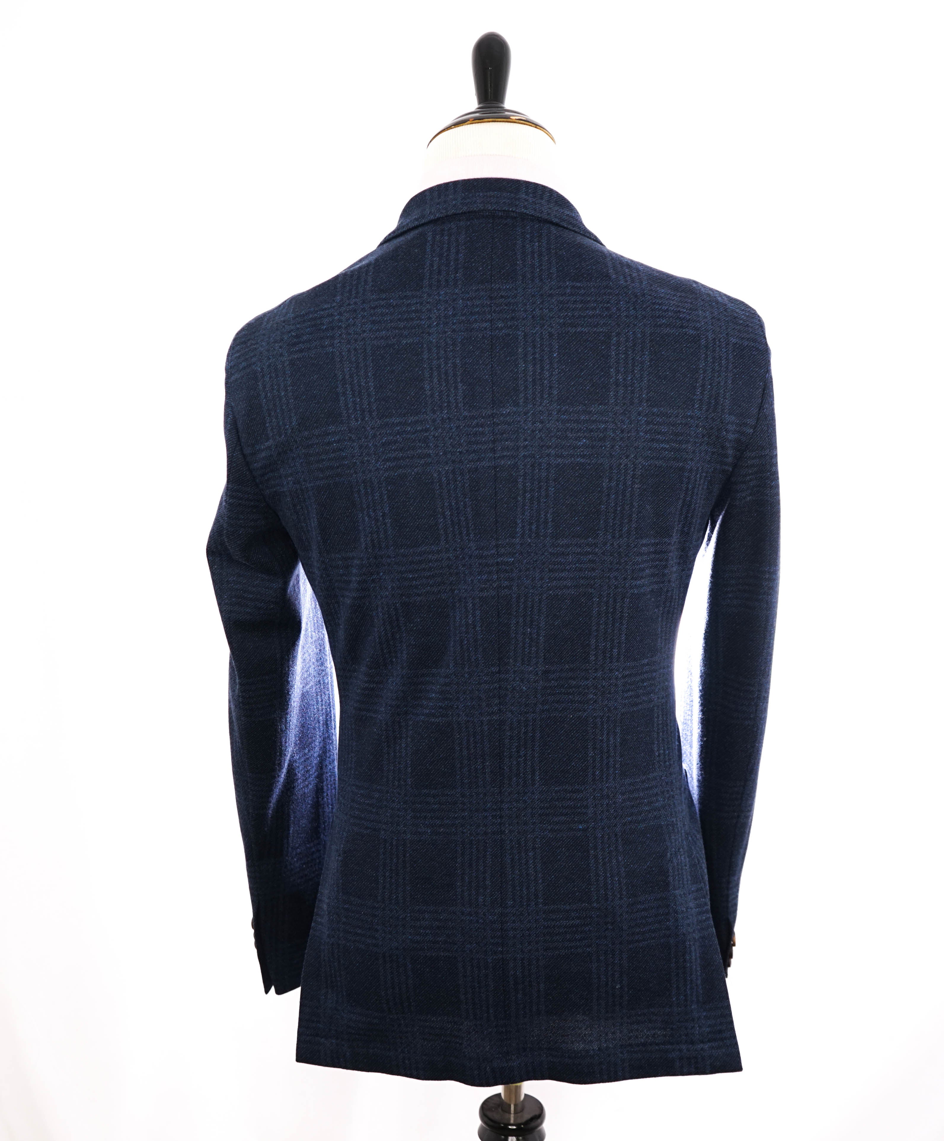 ELEVENTY - Blue Plaid Check Cotton Blend Contrast Button Blazer - 44 (54 EU)