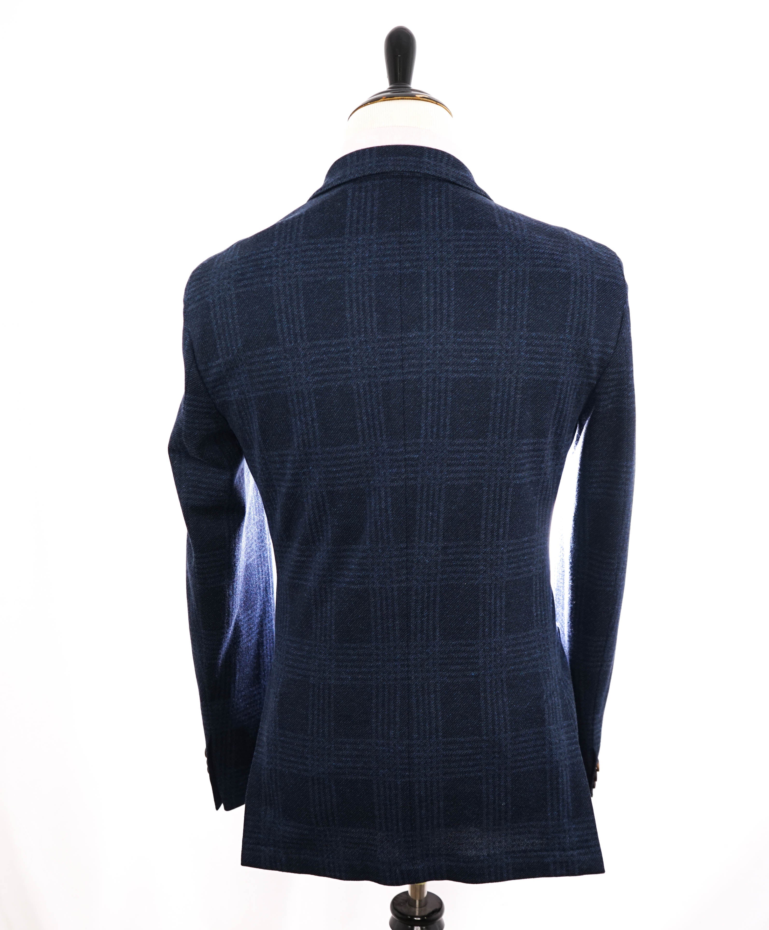 ELEVENTY - Blue Plaid Check Cotton Blend Contrast Button Blazer - 42 (52 EU)