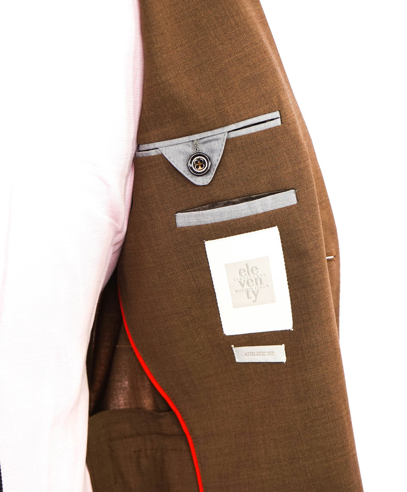 ELEVENTY - Peak Lapel Brown Semi-Lined Performance Wool Suit - 40 US (50EU)