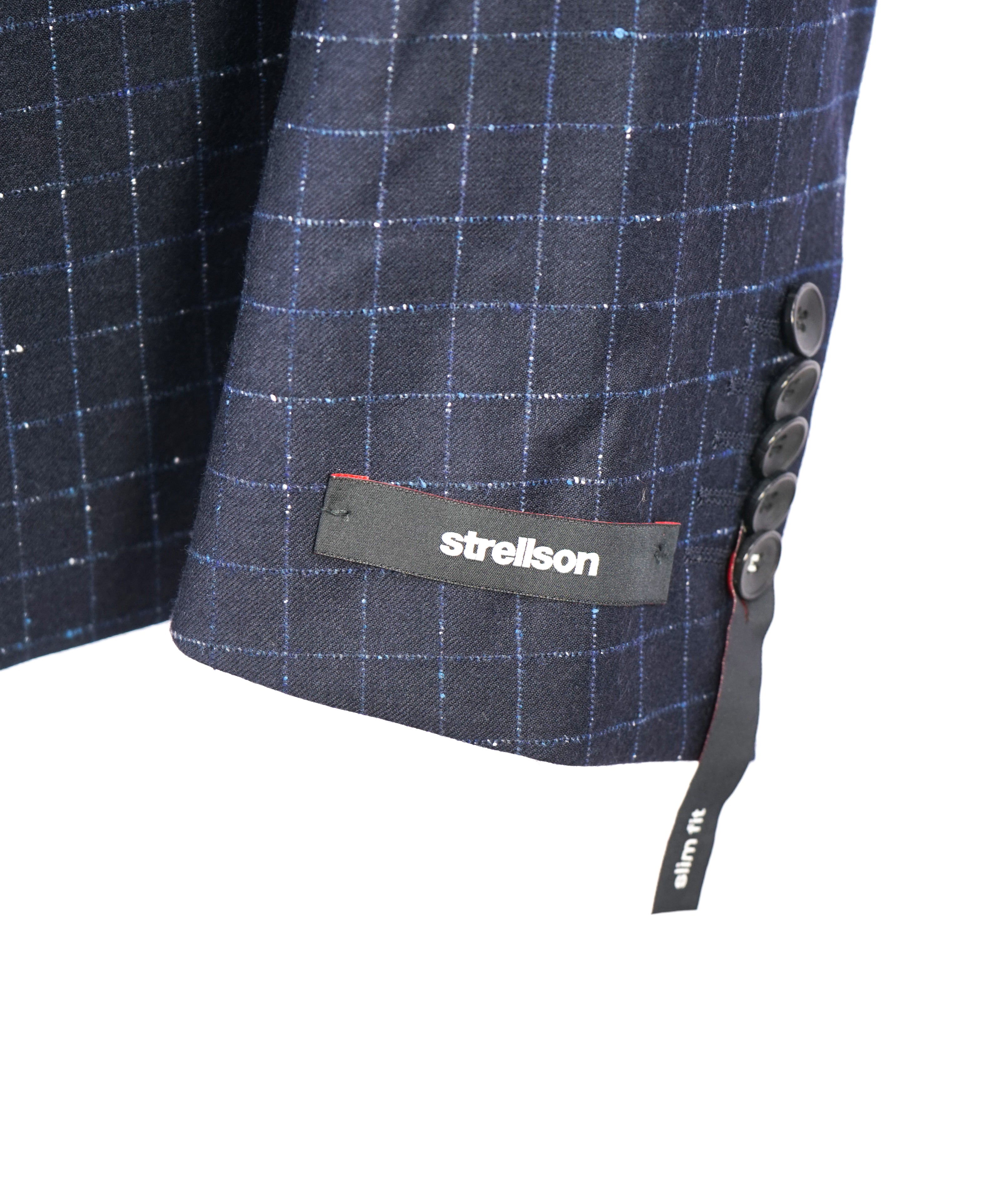 STRELLSON OF SWITZERLAND - "Slim" Blue Check Fleck Wool Blazer - 44R