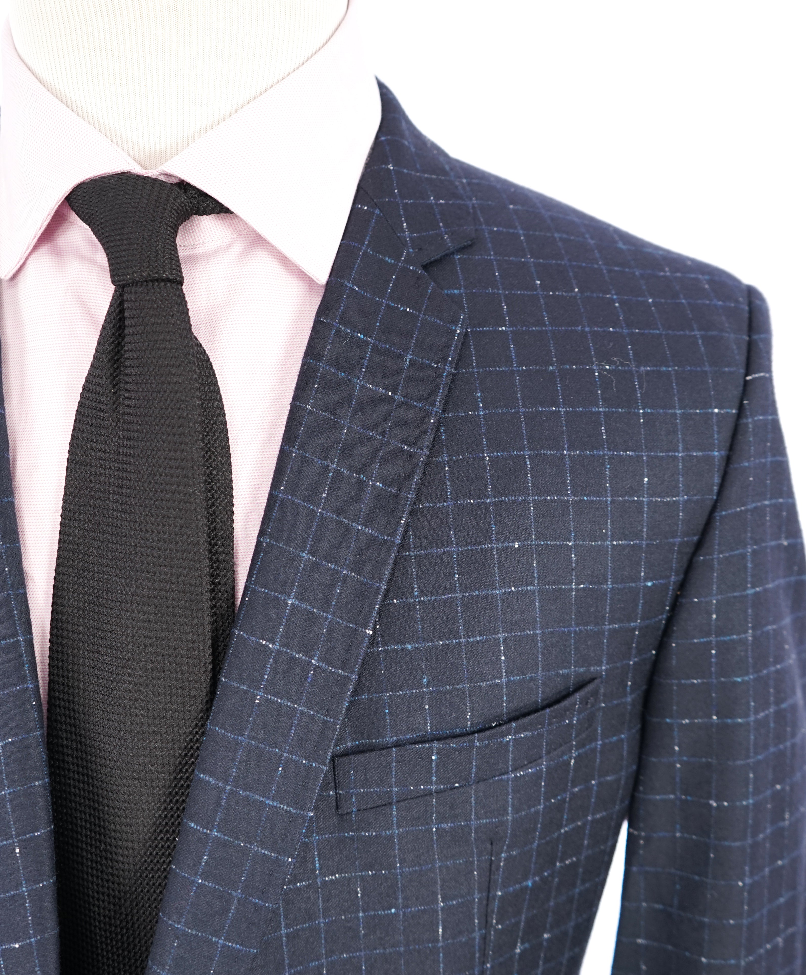 STRELLSON OF SWITZERLAND - "Slim" Blue Check Fleck Wool Blazer - 44R