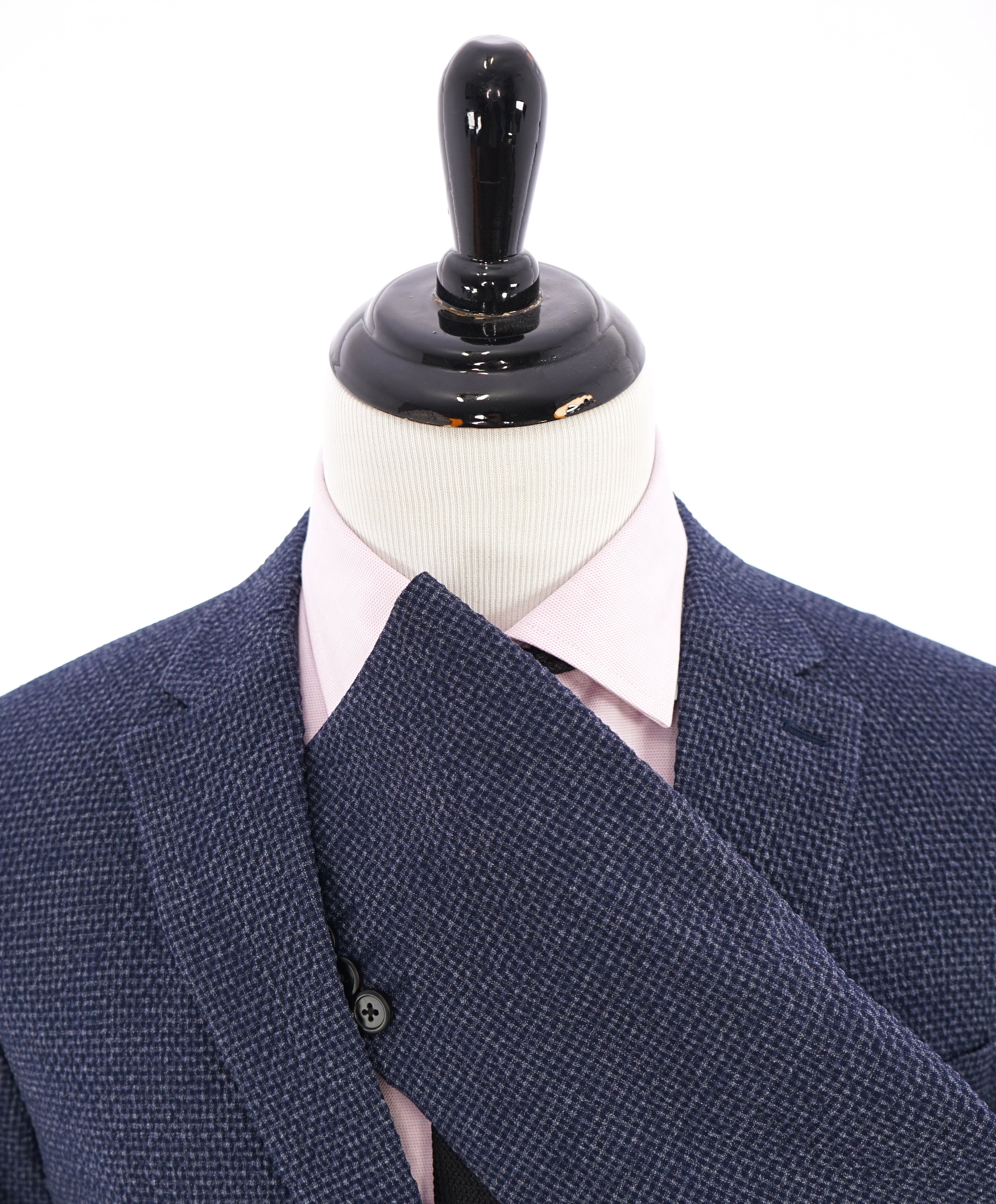 THEORY - Navy & Blue Seersucker Check Wool/Elastane Blazer- 42R