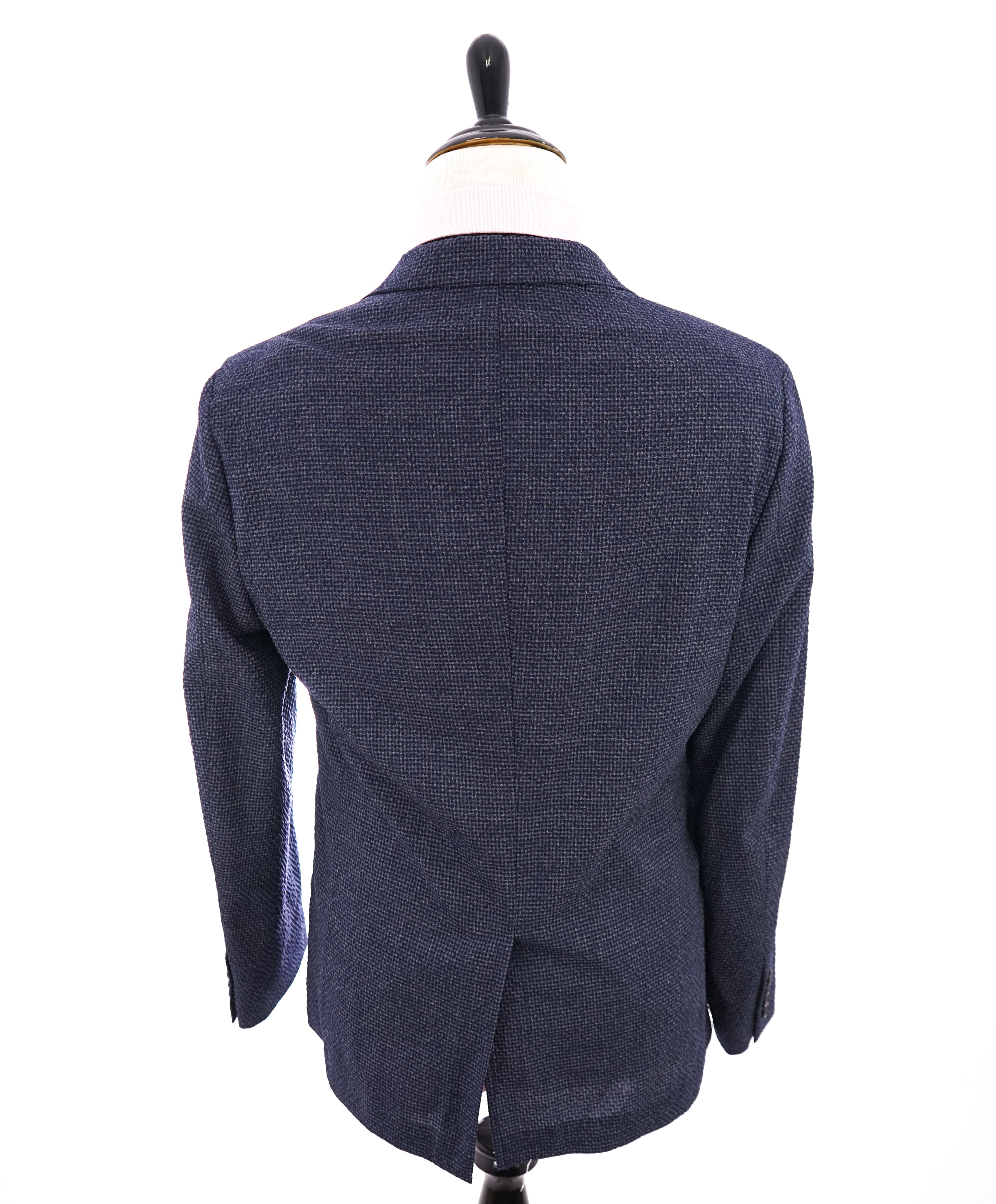 THEORY - Navy & Blue Seersucker Check Wool/Elastane Blazer- 42R