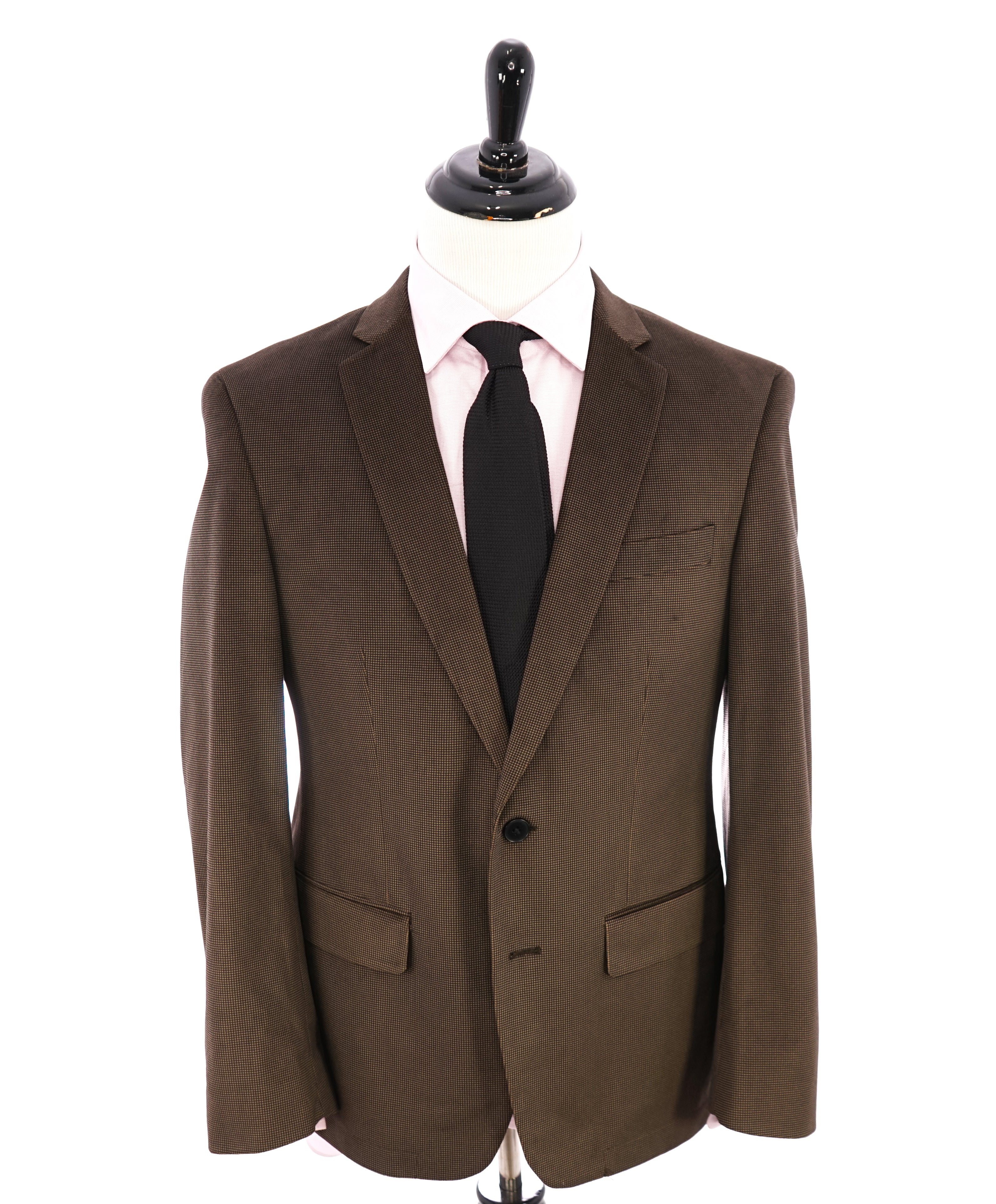 JOHN VARVATOS - Velvet Houndstooth Brown Dinner Jacket / Blazer - 40R