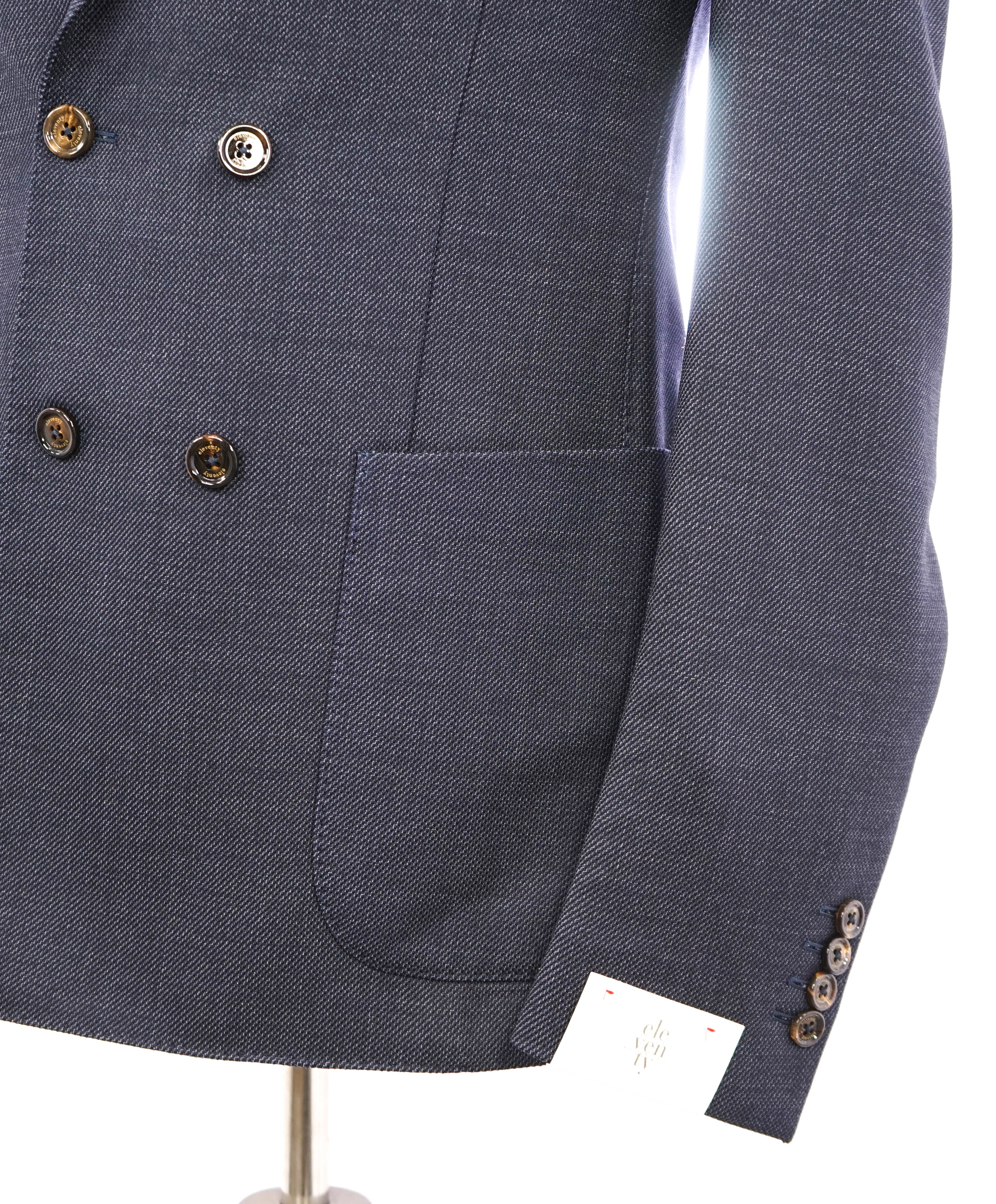 ELEVENTY - Blue Pin-dot Patch Pocket Double Breasted Suit - 40 US (50EU)