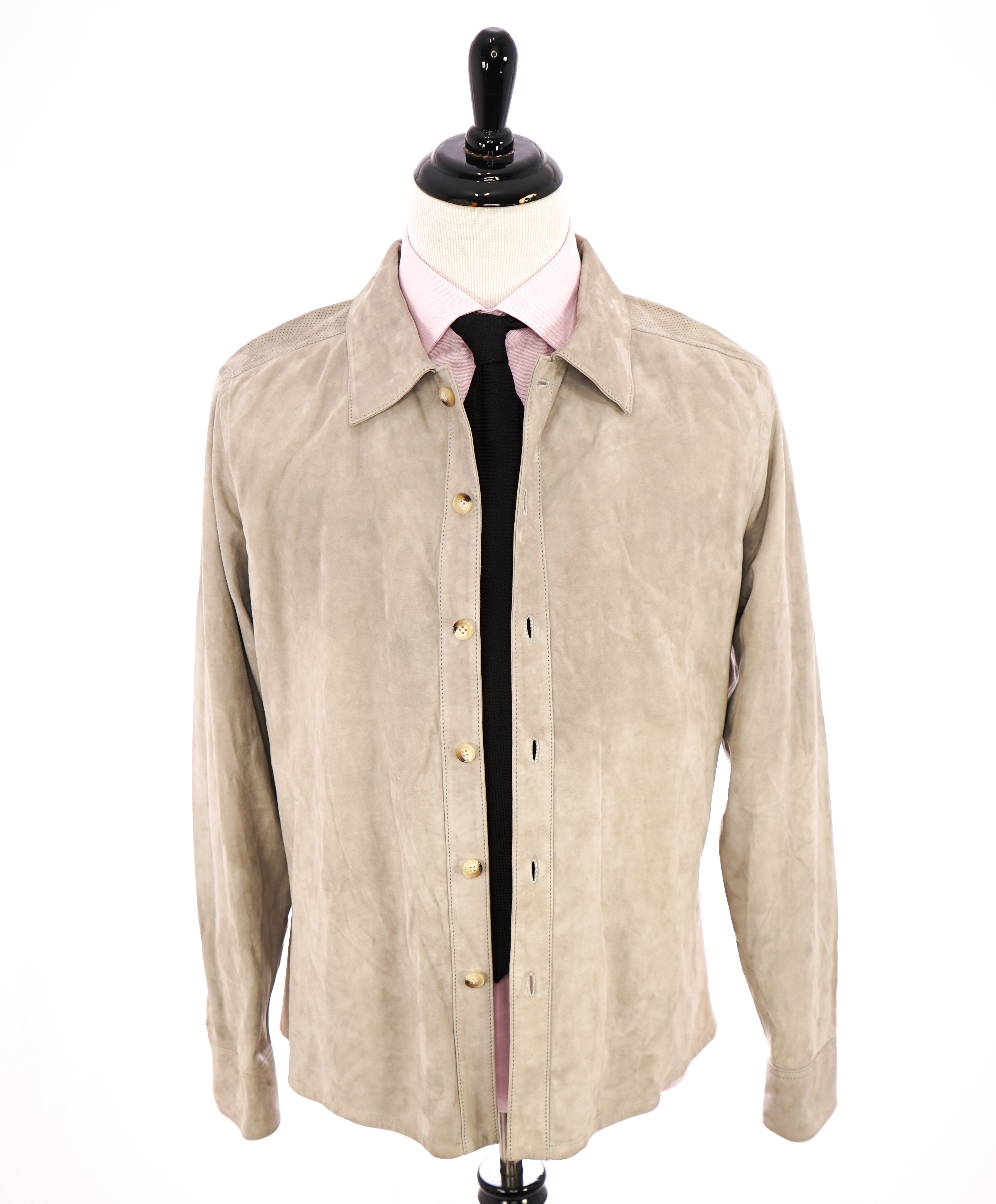 CORNELIANI - ID Lambskin Suede Leather Shirt Jacket / Blazer Beige - 40R